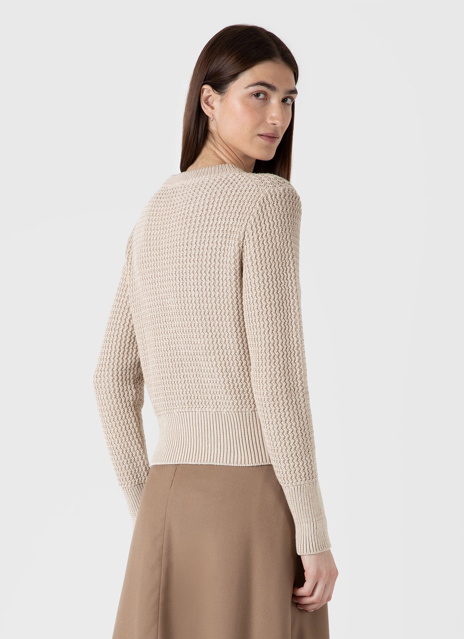 Urban Warmth WideRibbed Texture Women's Cotton Stitch Jumper in Ecru Twist