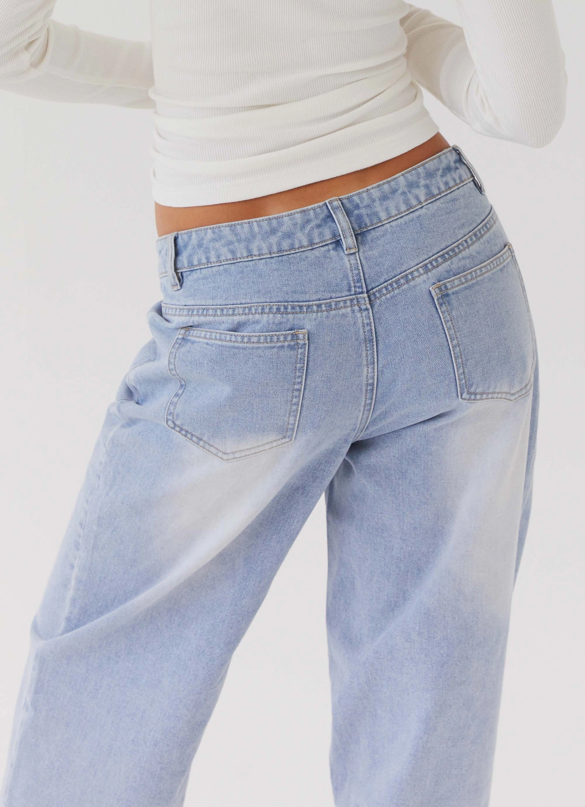Keanna Low Rise Denim Jeans - Light Blue LightweightWeave