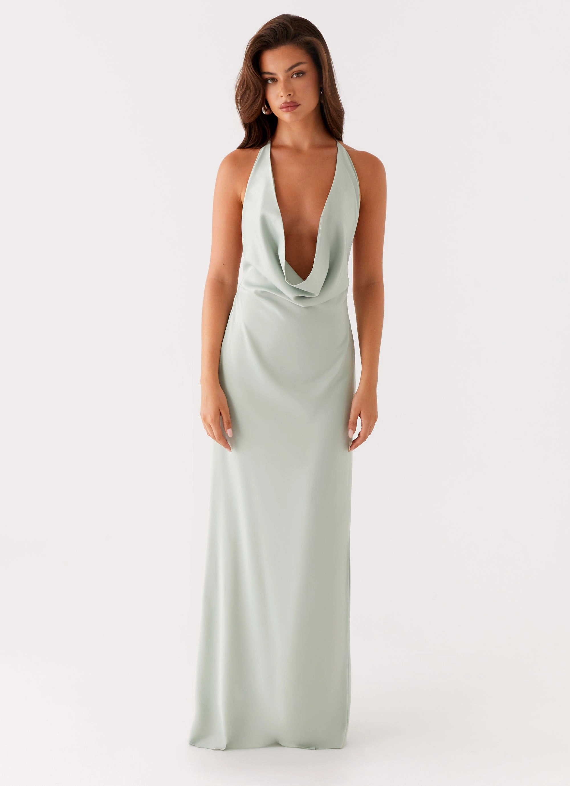 Noemi Maxi Dress - Sage Midi-Length Contemporary Fit