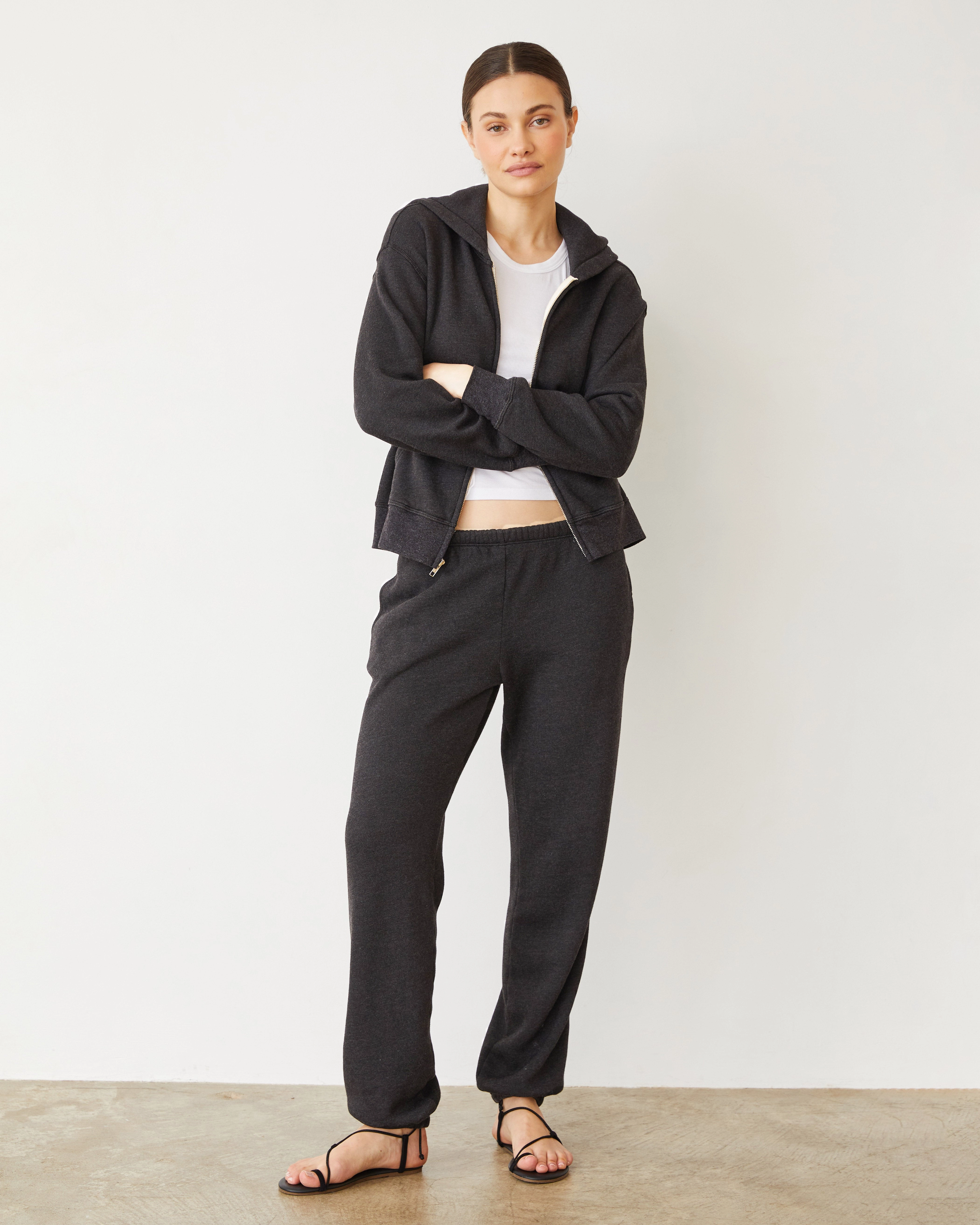 Teddy Fleece Relaxed Zip Up Hoody VentilatedBack