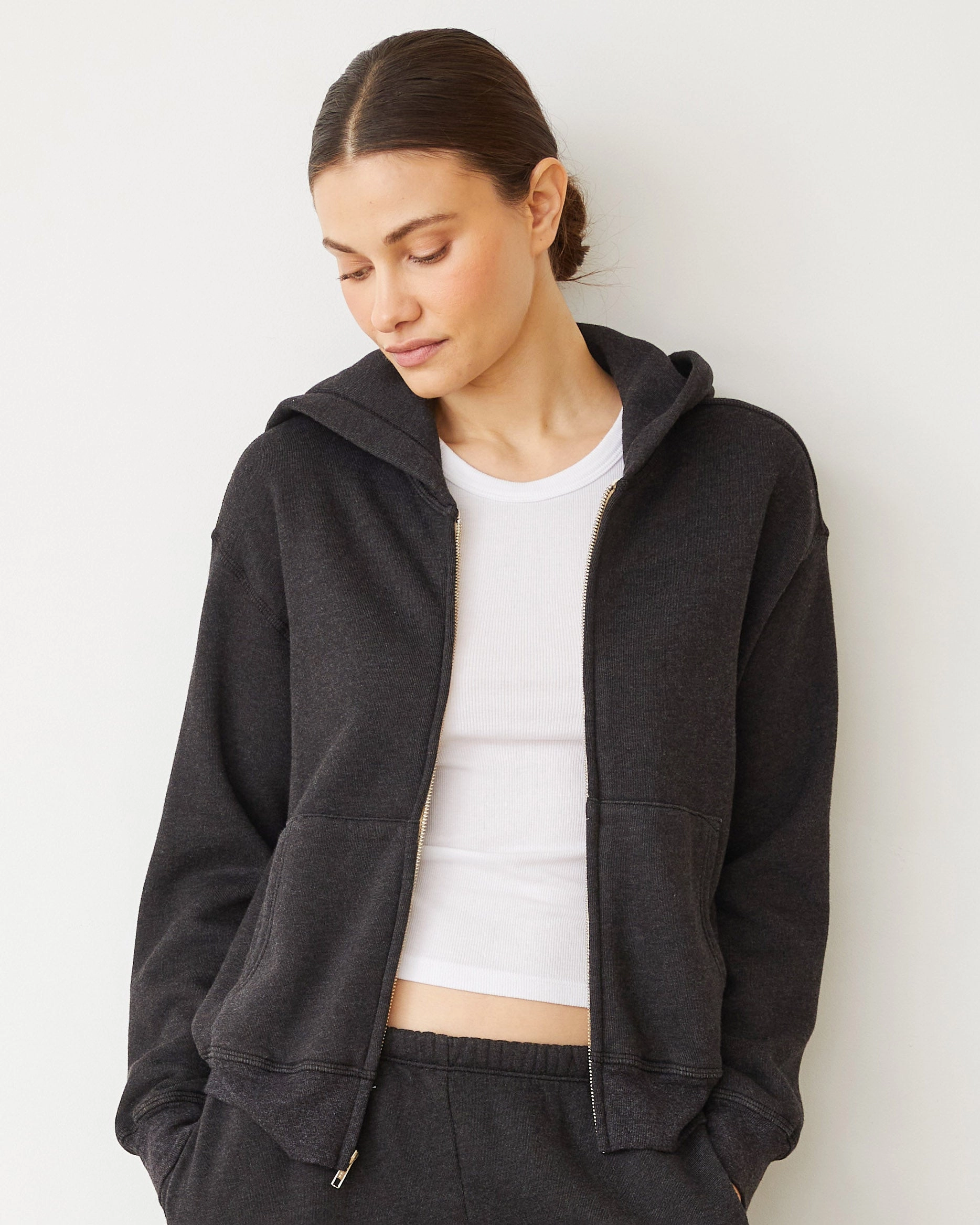 Basic Wardrobe Teddy Fleece Relaxed Zip Up Hoody