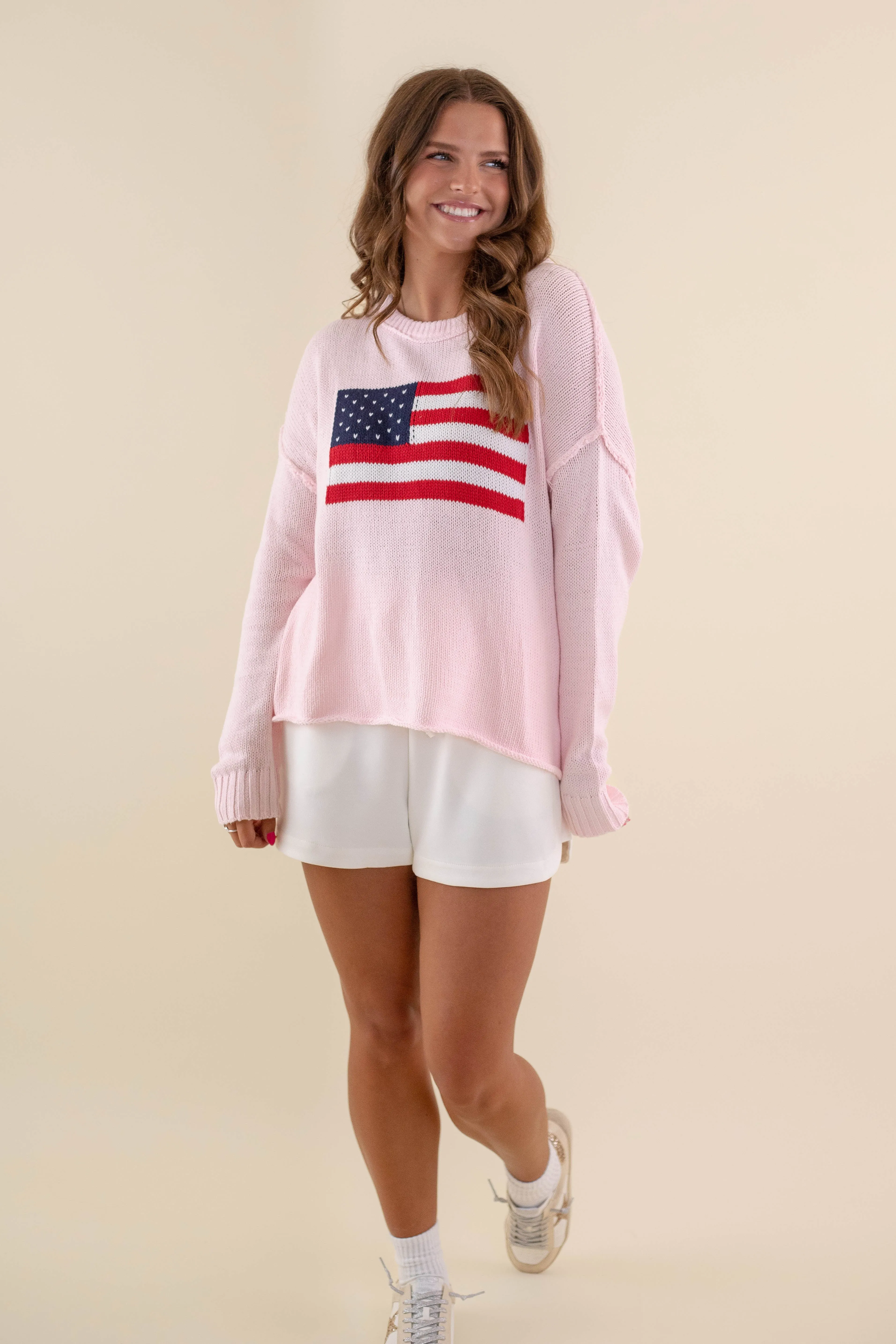 FrictionResistantEdges VentilatedArmholes RESTOCK: All American Sweater-Blush