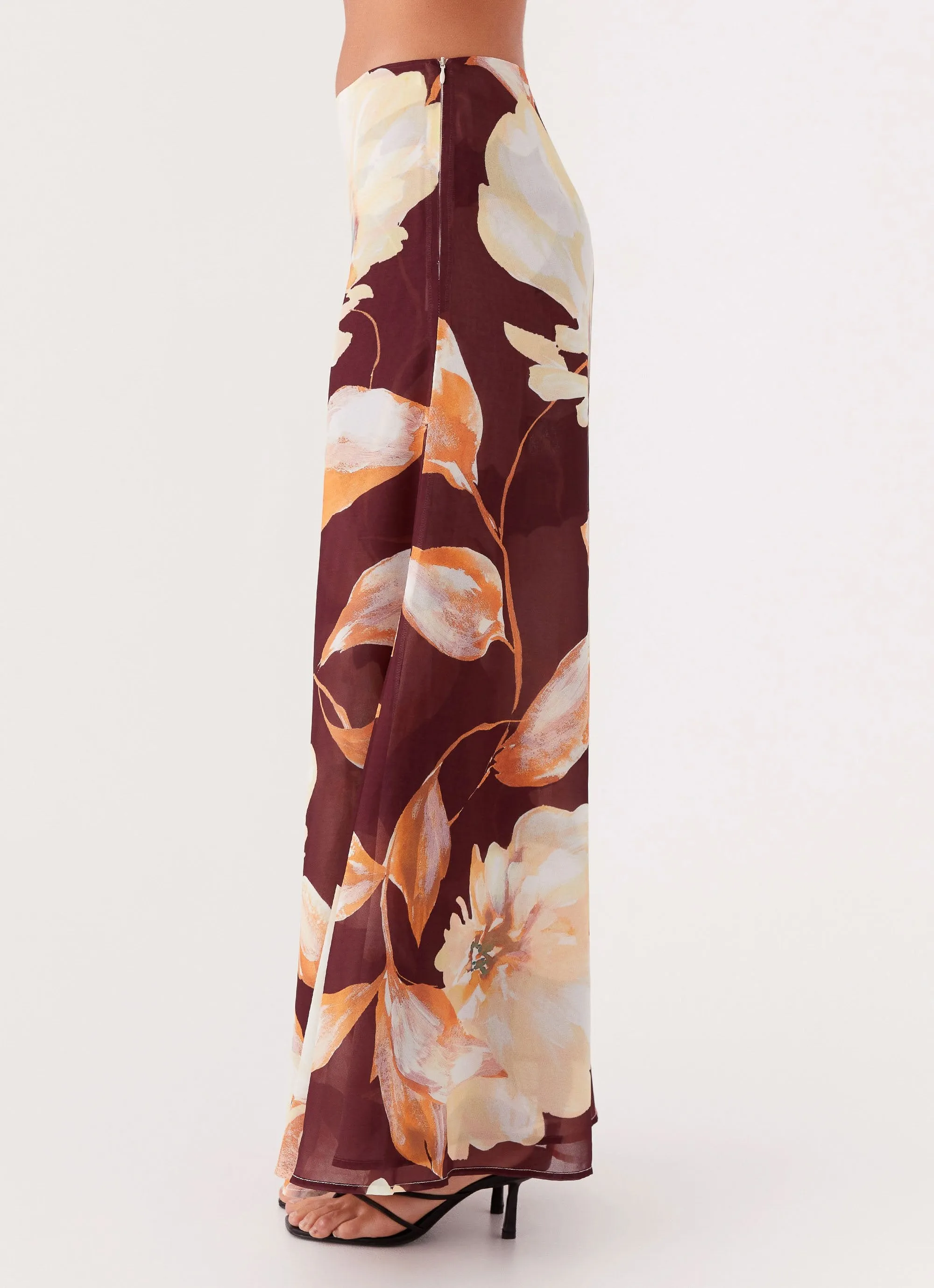 Camellia Maxi Skirt - Brown Floral DurableBartack Breathable mesh