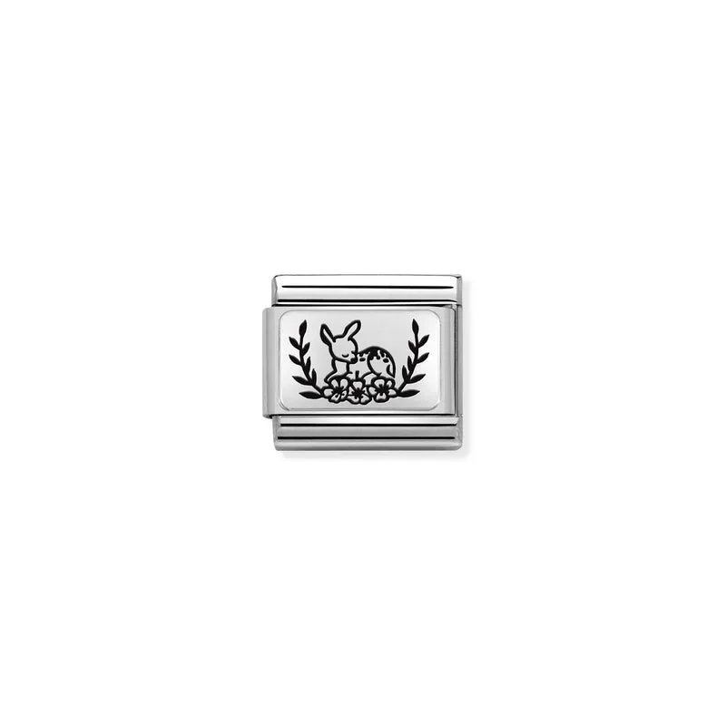 Nomination Composable Link Deer With Flowers, Silver