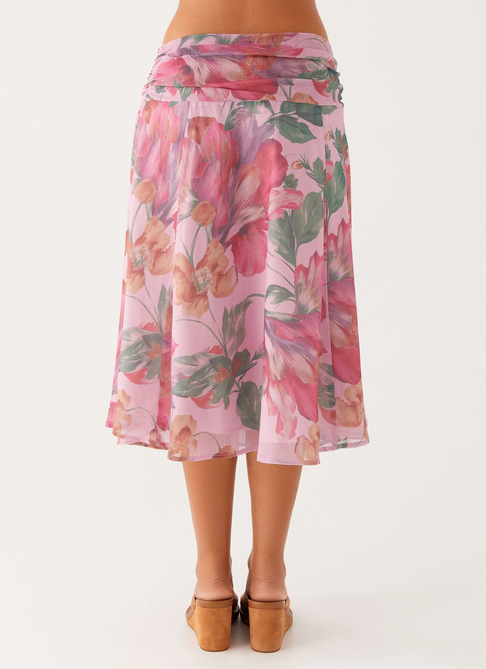 Casual Layer Valley Midi Skirt - Pink Floral