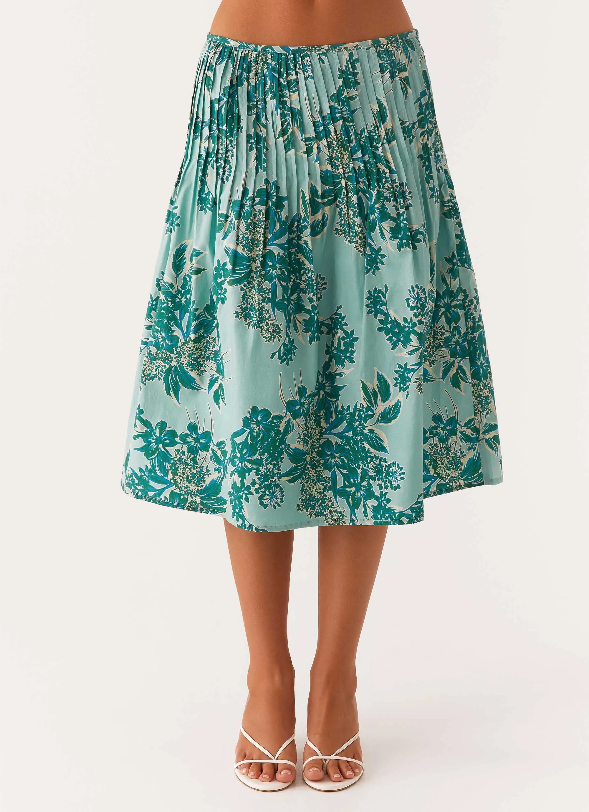 WaterproofTechnology Soft Support Dreamscape Midi Skirt - Cloud Nine Floral
