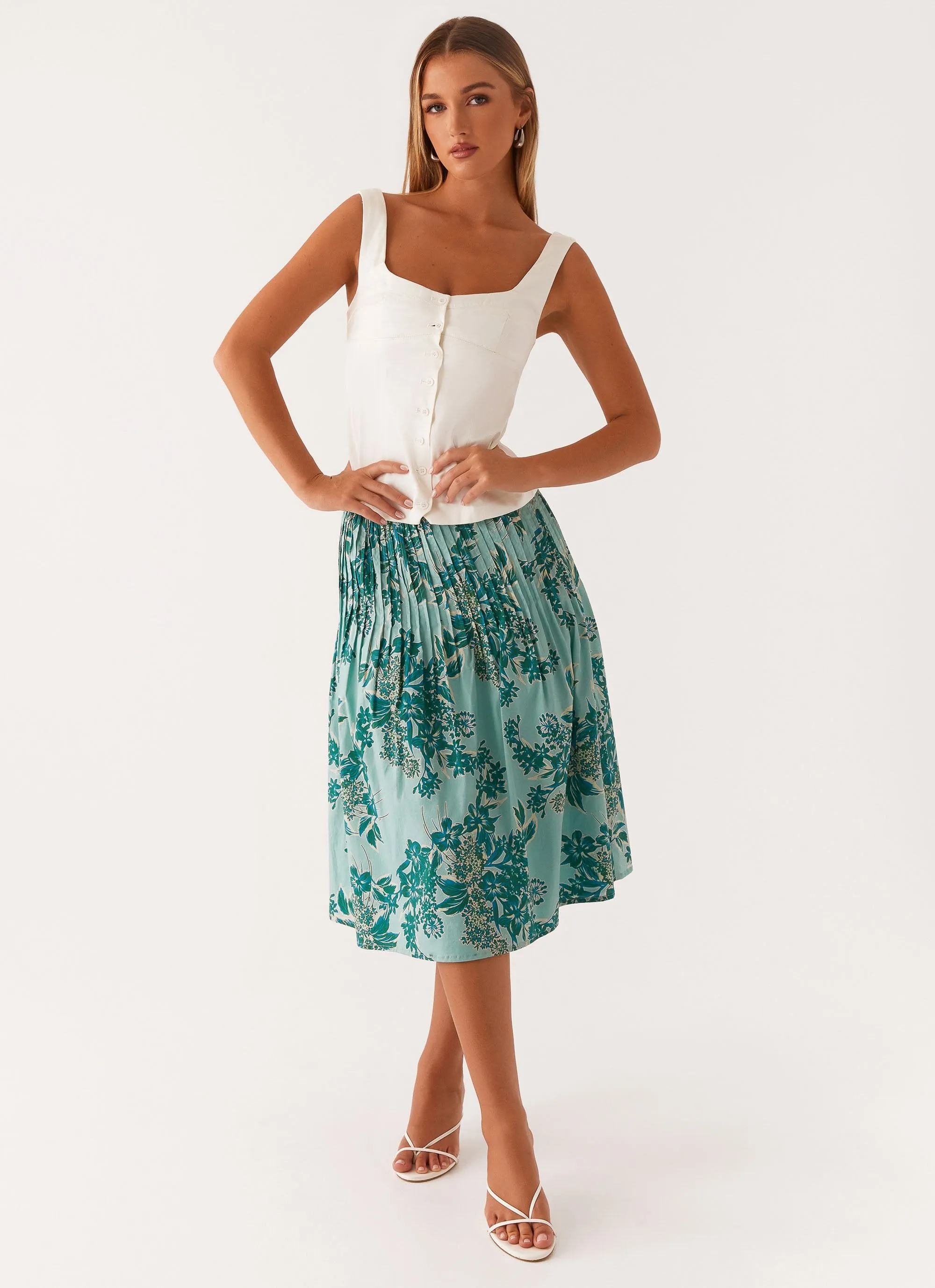 Dreamscape Midi Skirt - Cloud Nine Floral High-rise waist