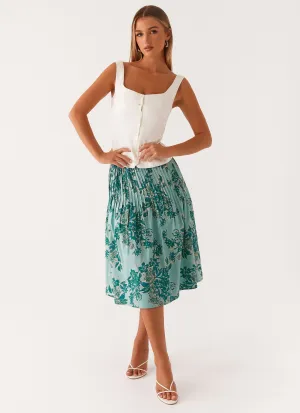 Non Restrictive Movement Dreamscape Midi Skirt - Cloud Nine Floral Dreamscape Midi Skirt - Cloud Nine Floral High-rise waist