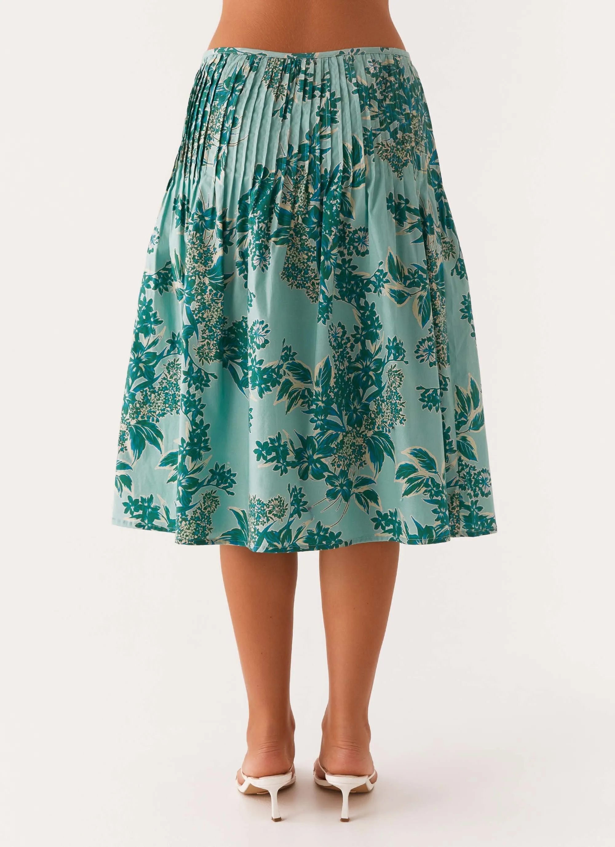 Dreamscape Midi Skirt - Cloud Nine Floral Lightweight Design Smart Layering
