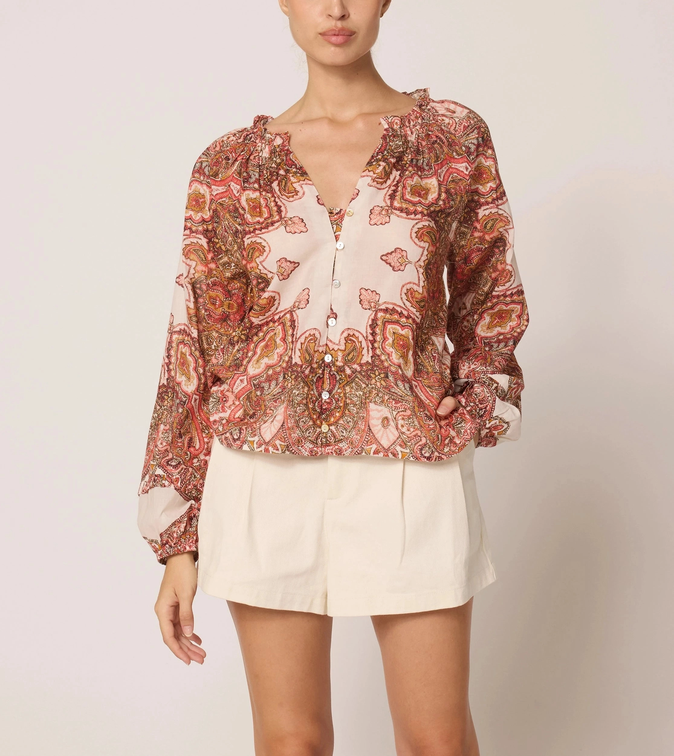 Cool Fabric Soft Pullover Alicia Blouse | Foulard Paisley