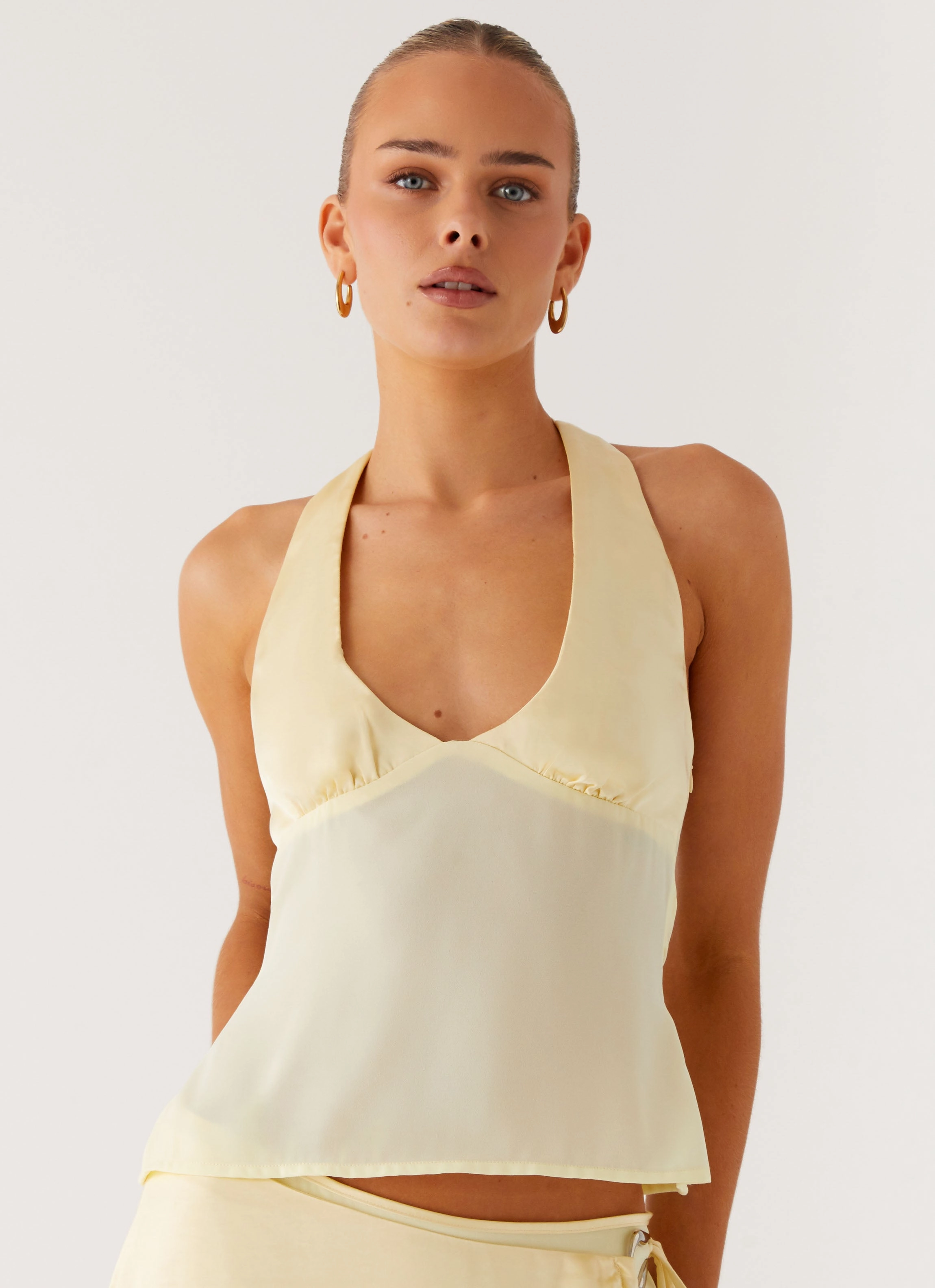 Pollie Halter Top - Yellow QuickDry Technology NonRestrictive Armholes