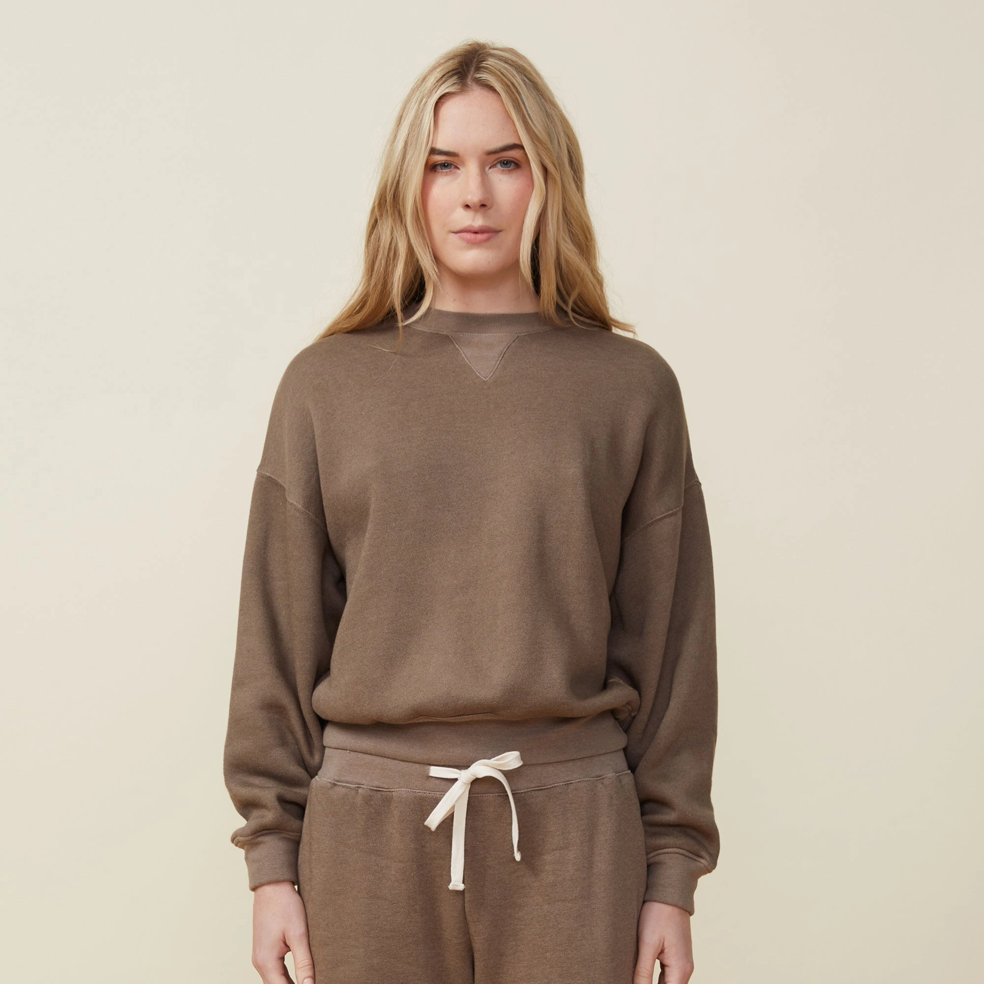 High Density Weave Teddy Fleece Crew Neck Sweatshirt