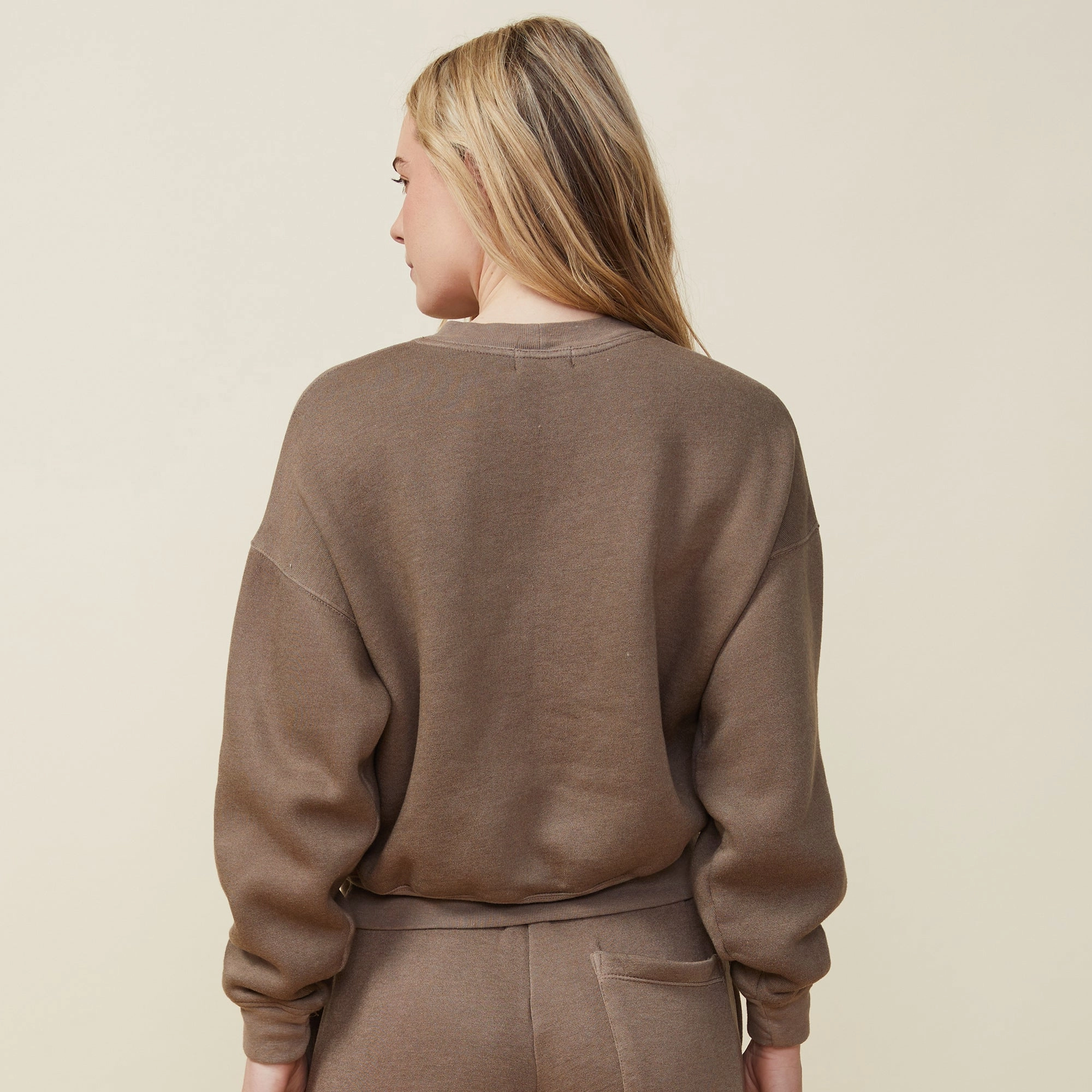 Teddy Fleece Crew Neck Sweatshirt Soft Pullover