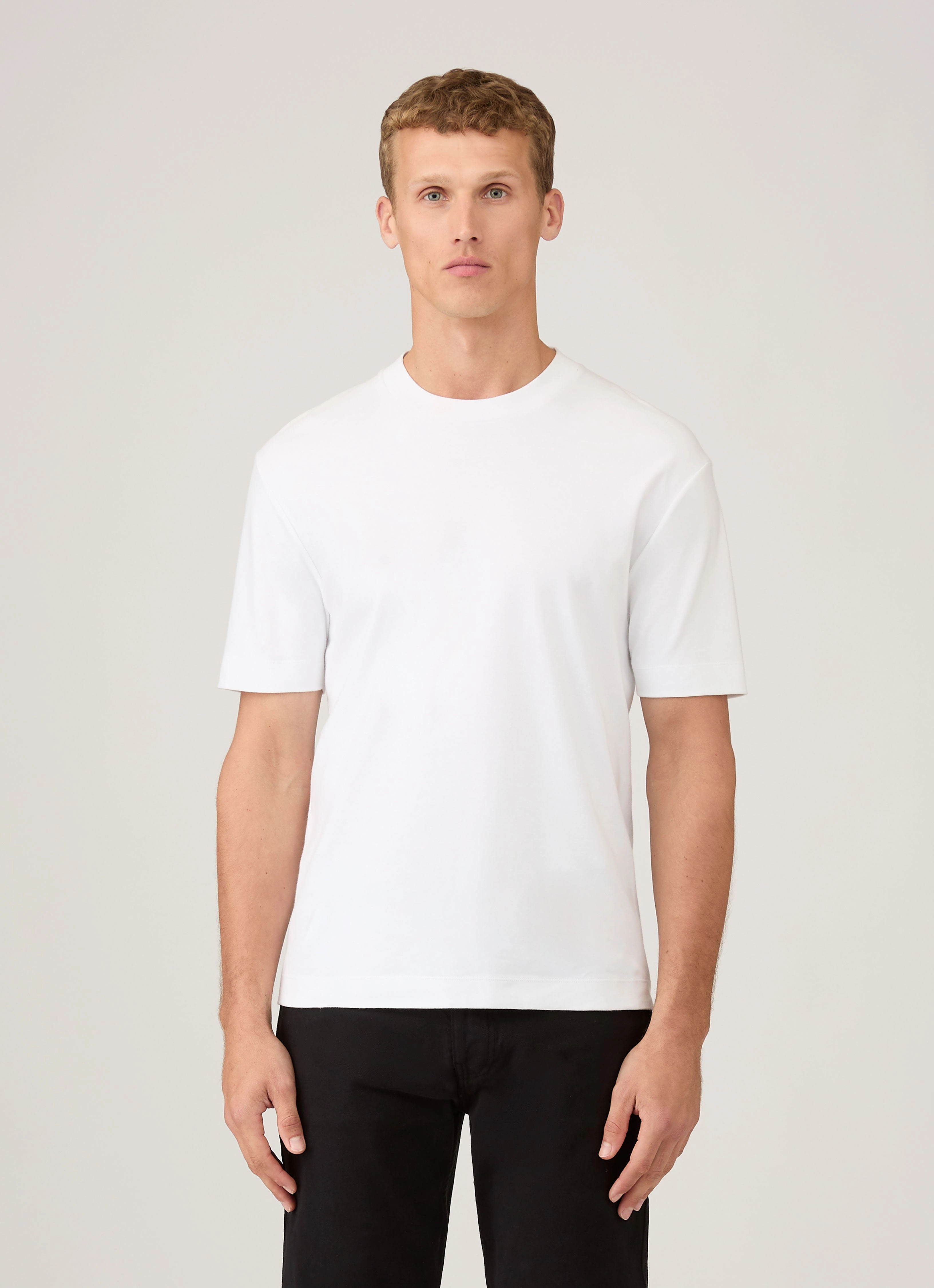 Men's Relaxed Fit Heavyweight T-shirt in White Water Based Ink Print