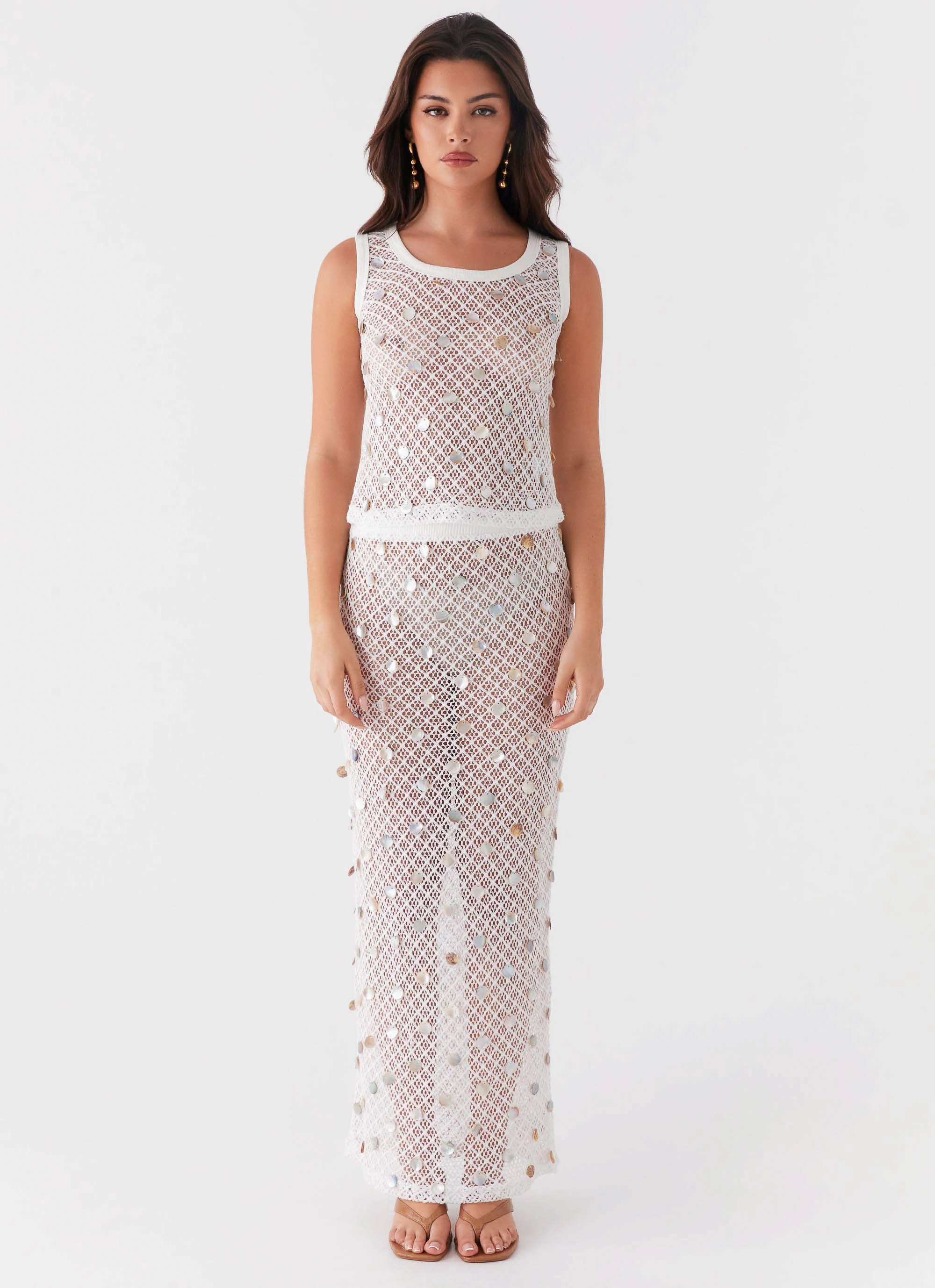 Smooth Edge Finishing Sand Resistant Outer Layer Whitehaven Shell Tank Top - White