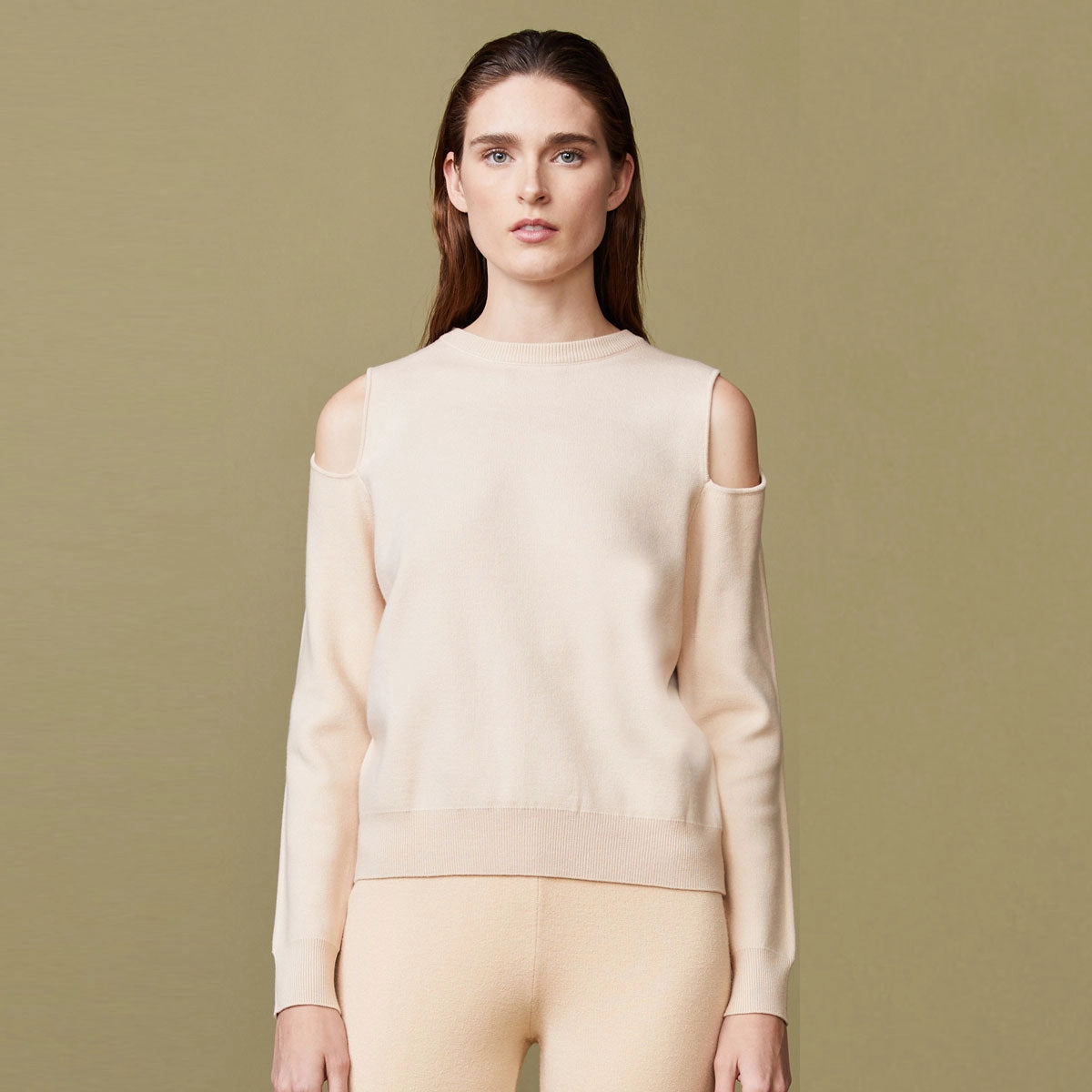 Supersoft Sweater Knit Cut Out Sweatshirt MultiFunctional Pocket Placement EthicallySourcedMaterial