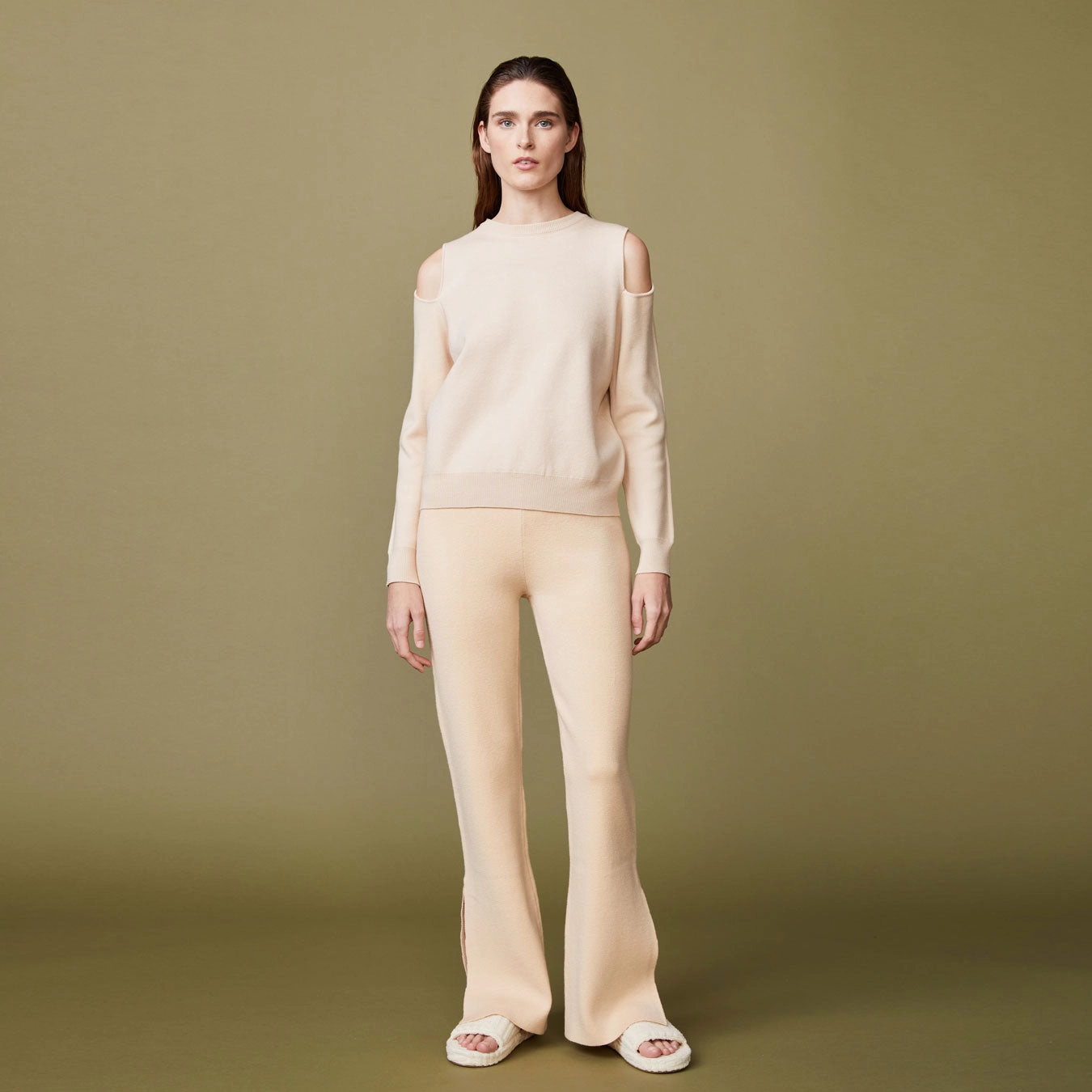 Comfortable Look DoubleLayeredFabric Supersoft Sweater Knit Cut Out Sweatshirt