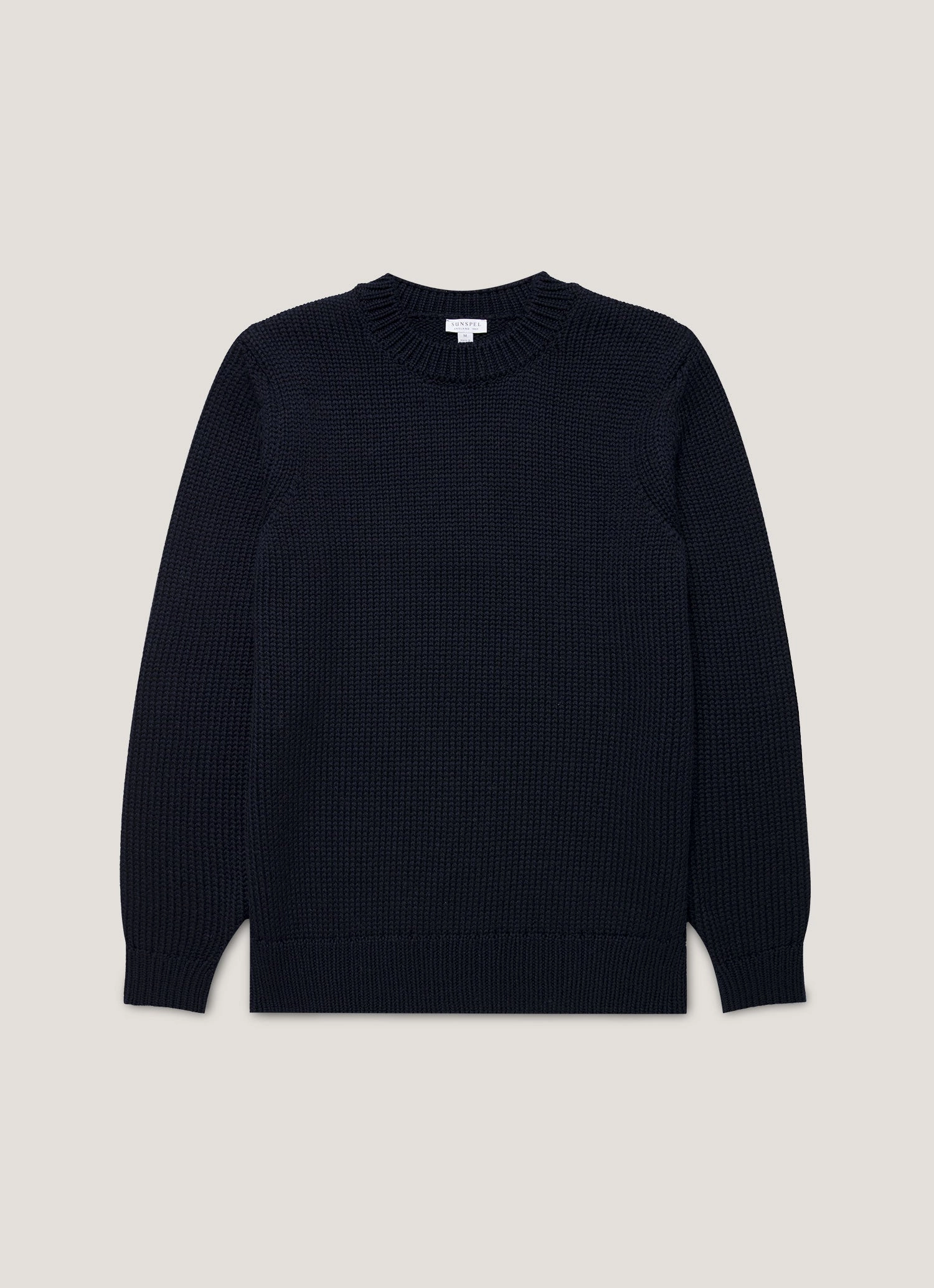 Men's Fisherman Jumper in Navy Elastic Edging