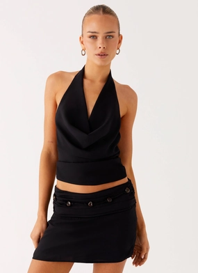 Non Irritating Seam Design Amalia Cowl Top - Black MultiPanelDesign Amalia Cowl Top - Black