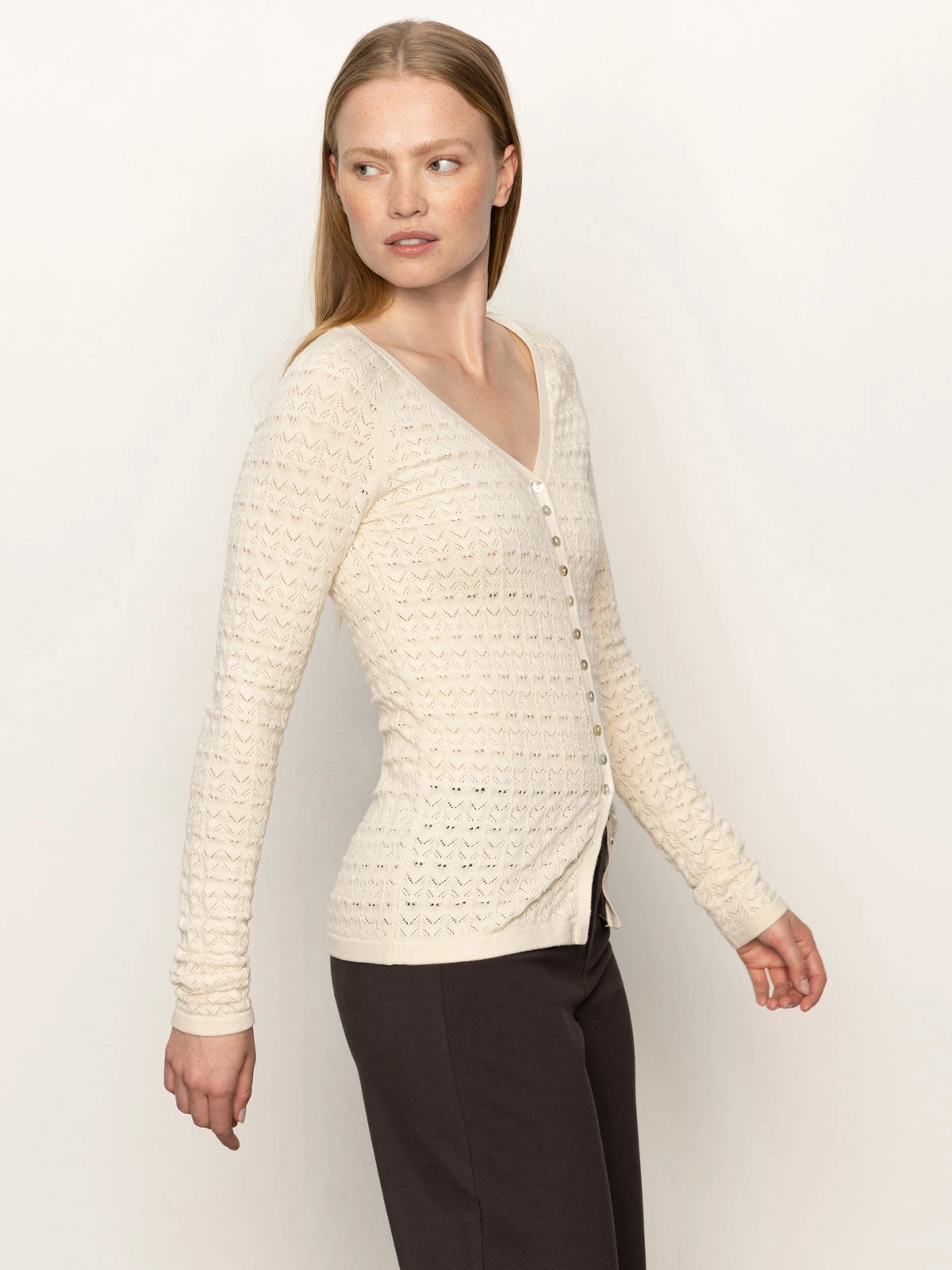 Temperature control Breathable Mesh Paneling Fitted Raglan Cardi Light Oat
