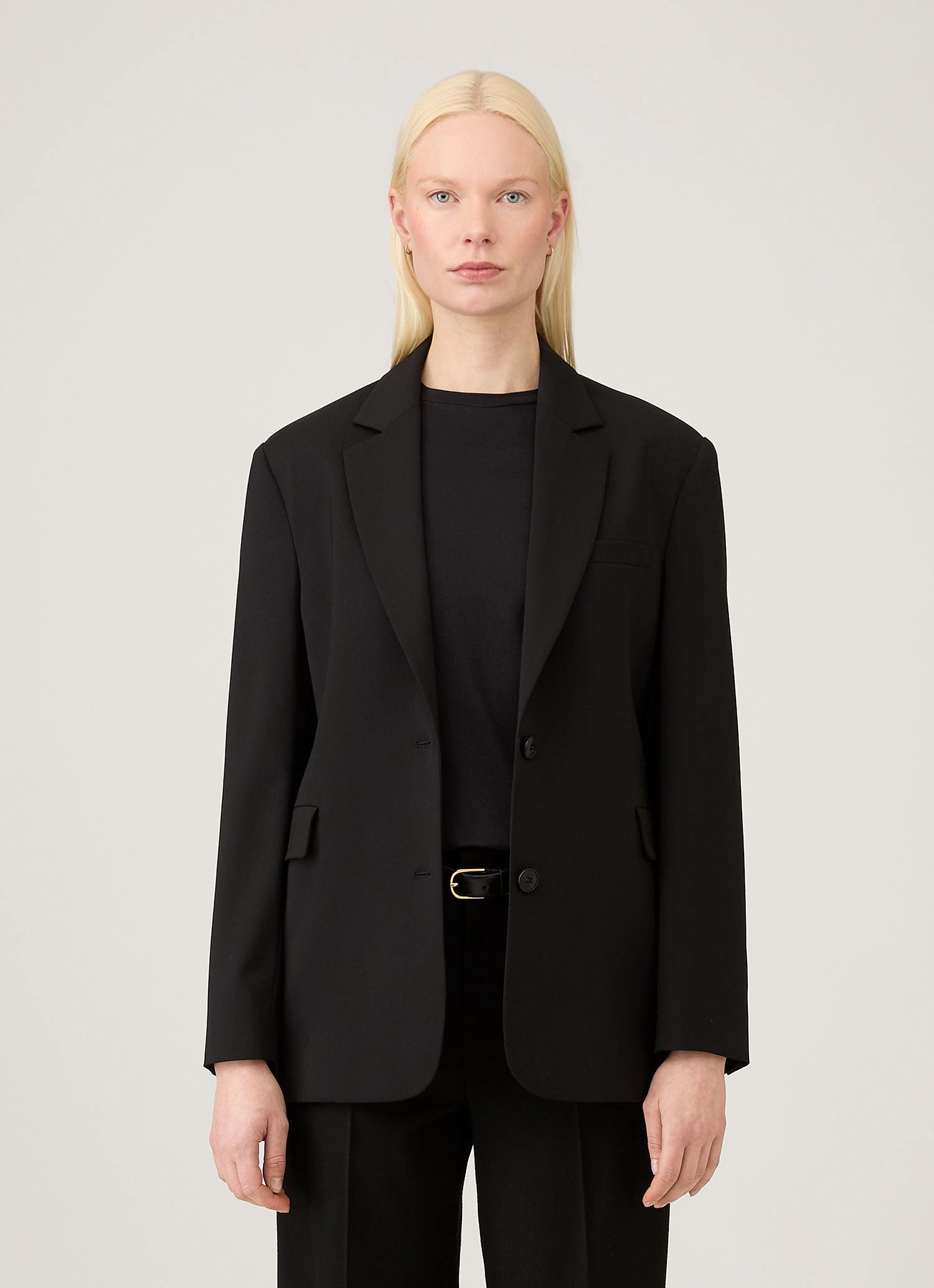 Waterproof Material Women's Wool Blazer in Black