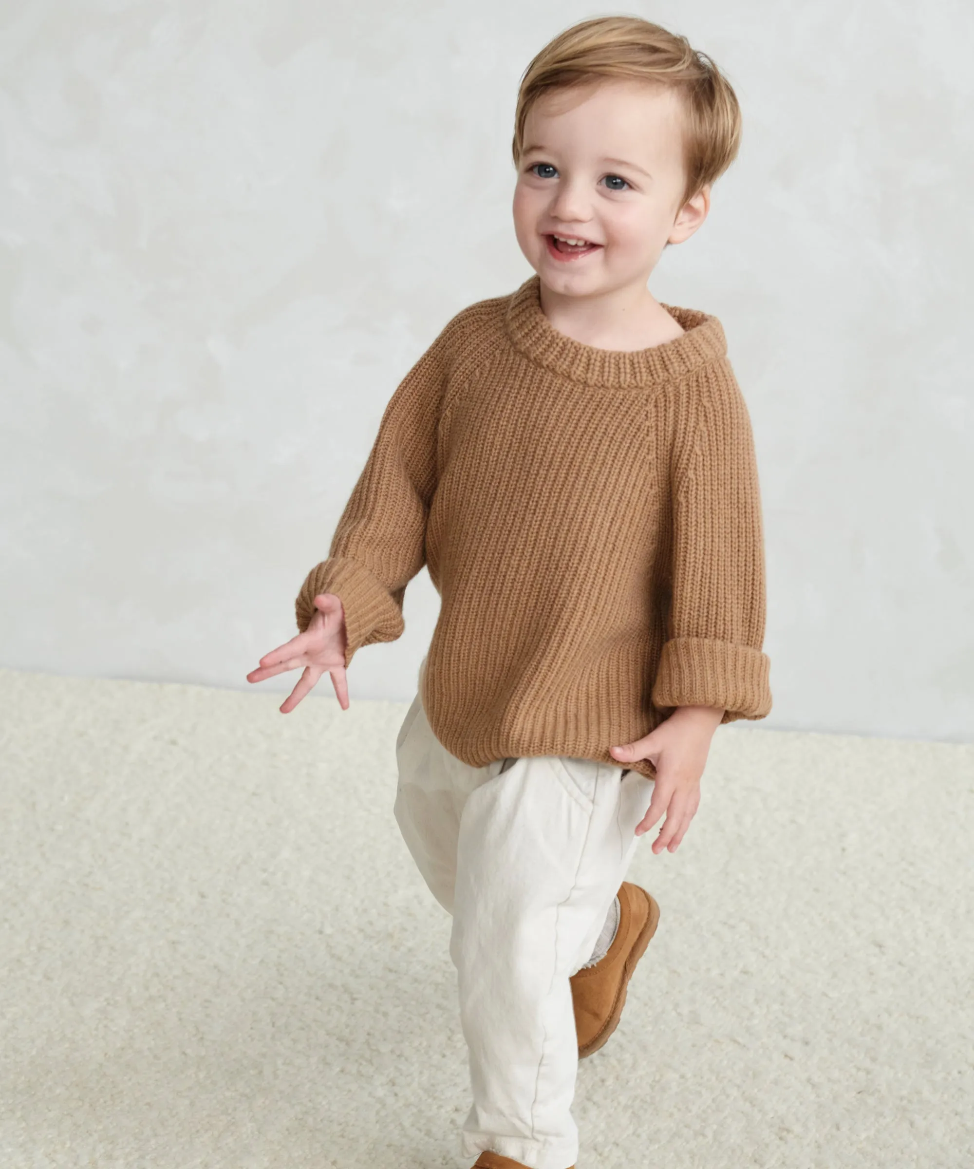 DropShoulderConstruction Kids' Fisherman Sweater