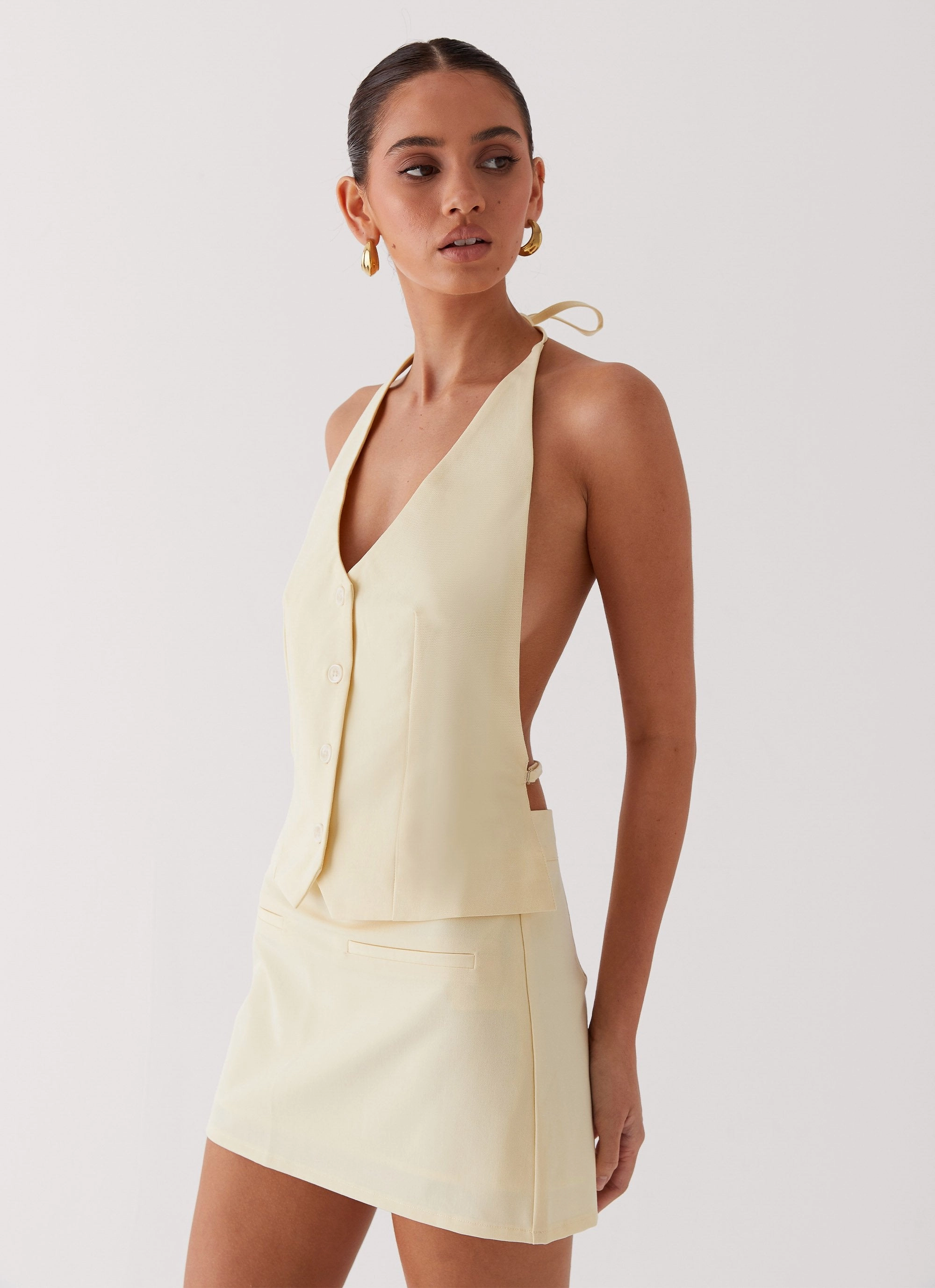Sarah Halterneck Vest Top - Butter LongLastingDurability HighNeckCut