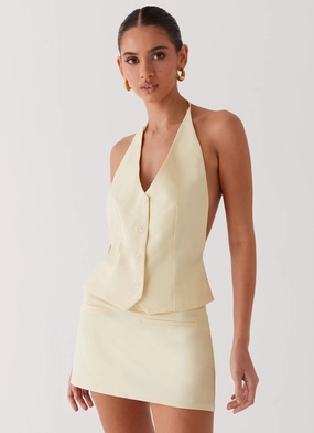 NonChafing Armhole Sarah Halterneck Vest Top - Butter Ventilated Back Panels Sarah Halterneck Vest Top - Butter