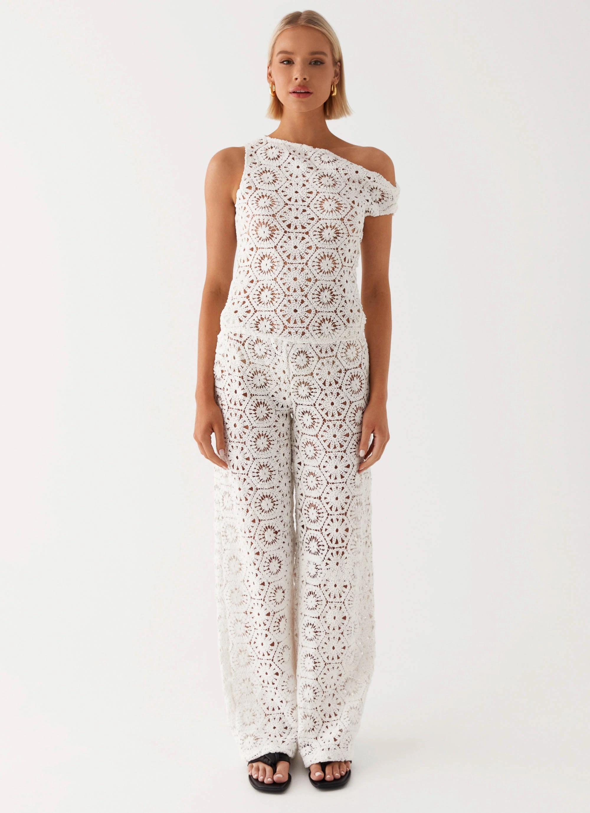 Ibiza Crochet Top - Ivory ThermalLining