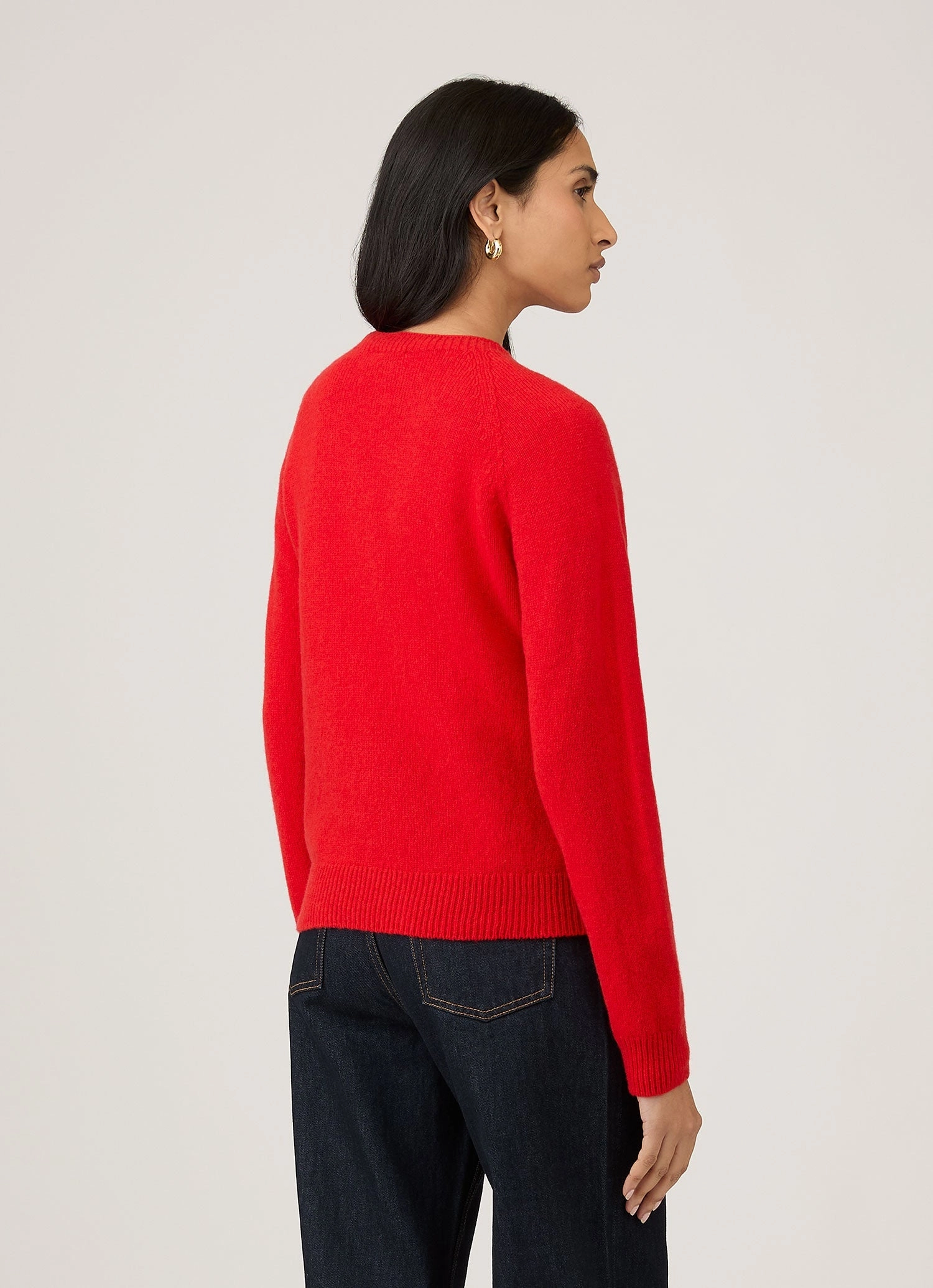 Women's Lambswool Crew Neck Jumper in Bright Red Friction Resistant Edging
