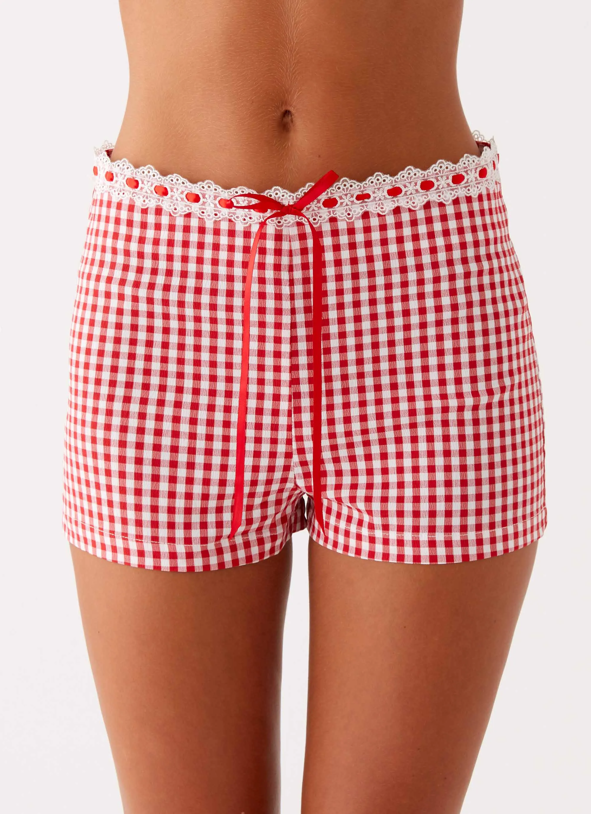Devon Micro Shorts - Red Gingham Casual Chic Adaptable Design