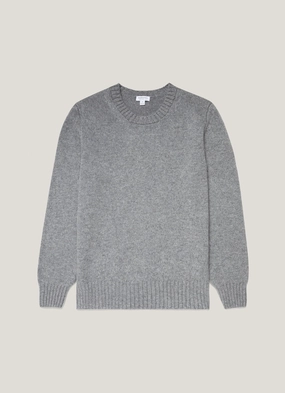 NonRestrictiveSilhouette Men's Roxburgh Cashmere Jumper in Mid Grey Melange Men's Roxburgh Cashmere Jumper in Mid Grey Melange Moisture Wicking Yarn