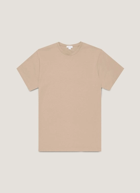 NonScratchy Seams Men's Riviera Midweight T-shirt in Mink Reinforced Neckline Men's Riviera Midweight T-shirt in Mink