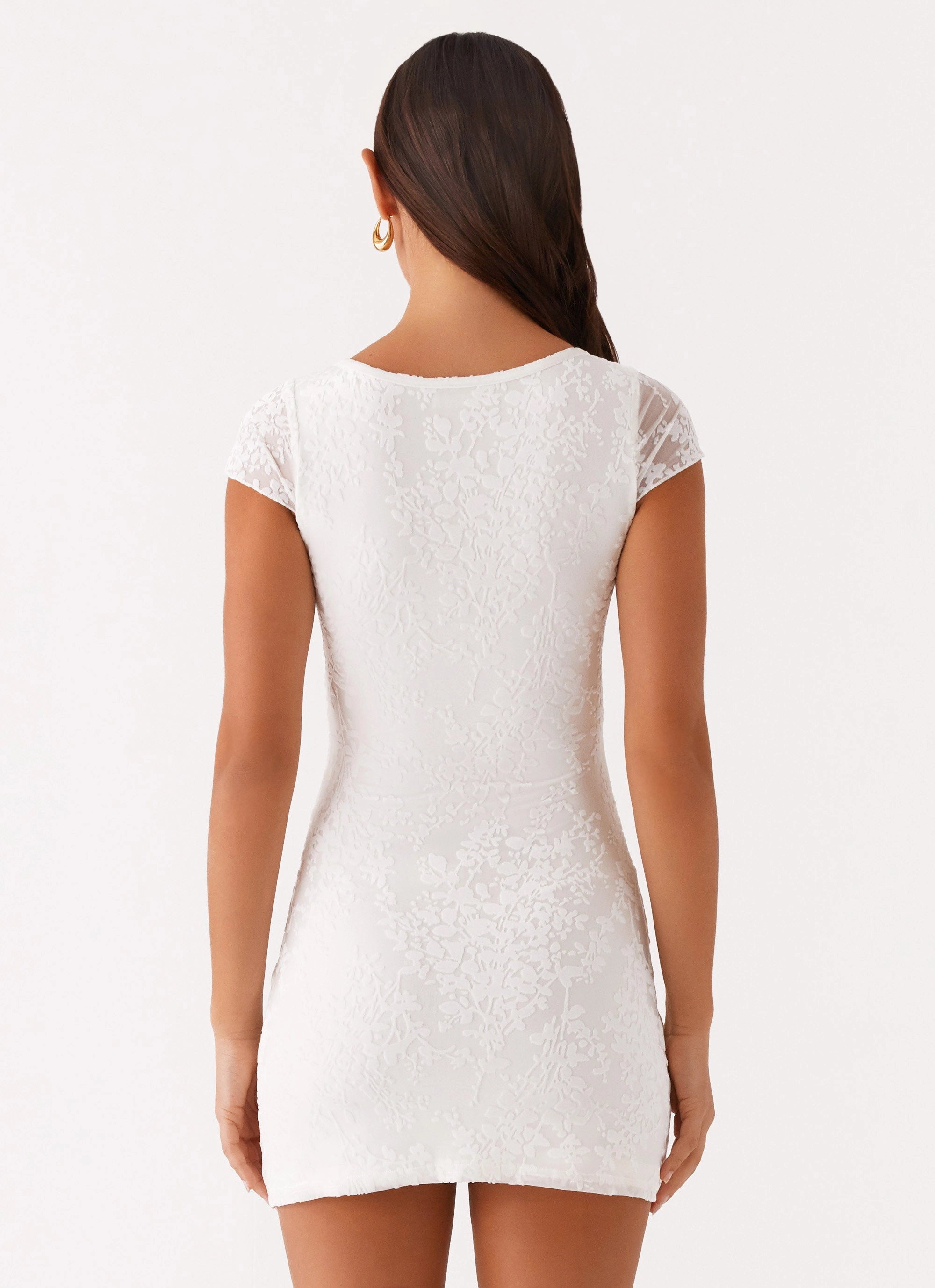 Nessa Mesh Mini Dress - White Vibrant Tone