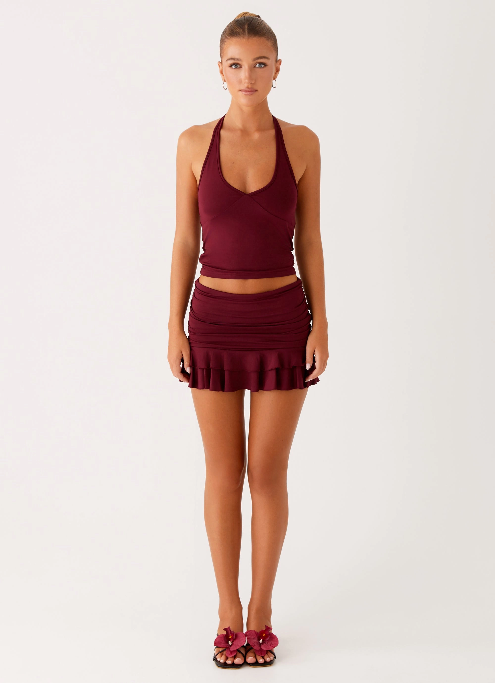 Bernie Mini Skirt - Raspberry Wine Comfy Shape Cool Comfort