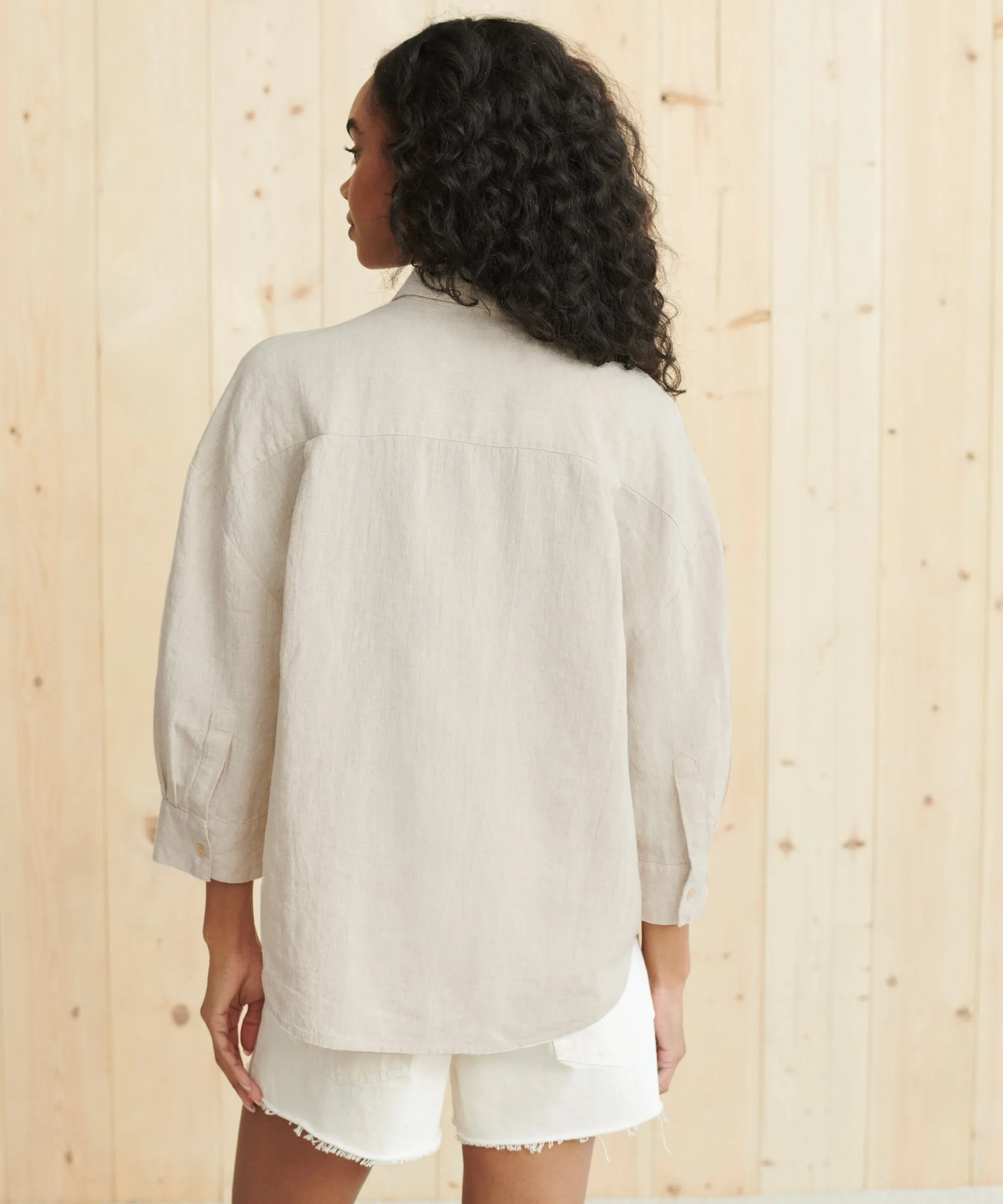 Scoop Neck Shape Linen Logan Shirt