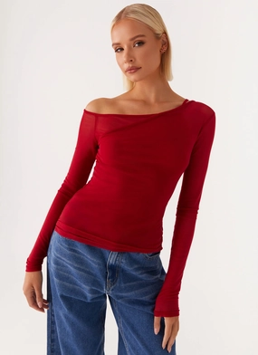 NoSlip Shoulder Straps Elodie Top - Red Elodie Top - Red LightweightTexture