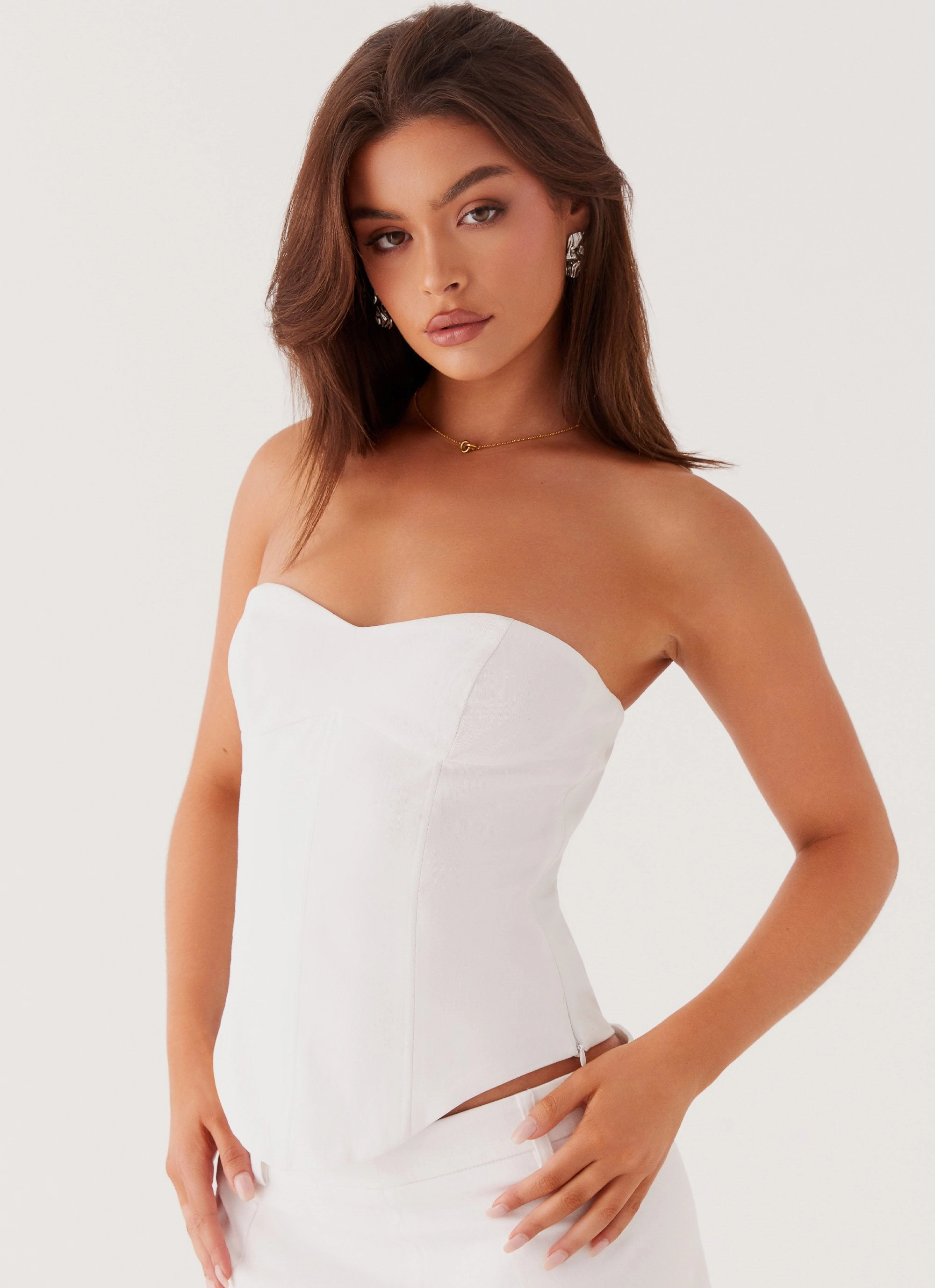 Jaslyn Corset Top - White Casual Fit Summer Dress