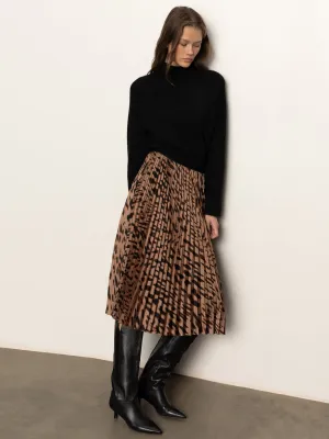 Nostalgia Pleated Midi Skirt Mocha Leo Rolled Edges Quiet Style Outfit Game Nostalgia Pleated Midi Skirt Mocha Leo