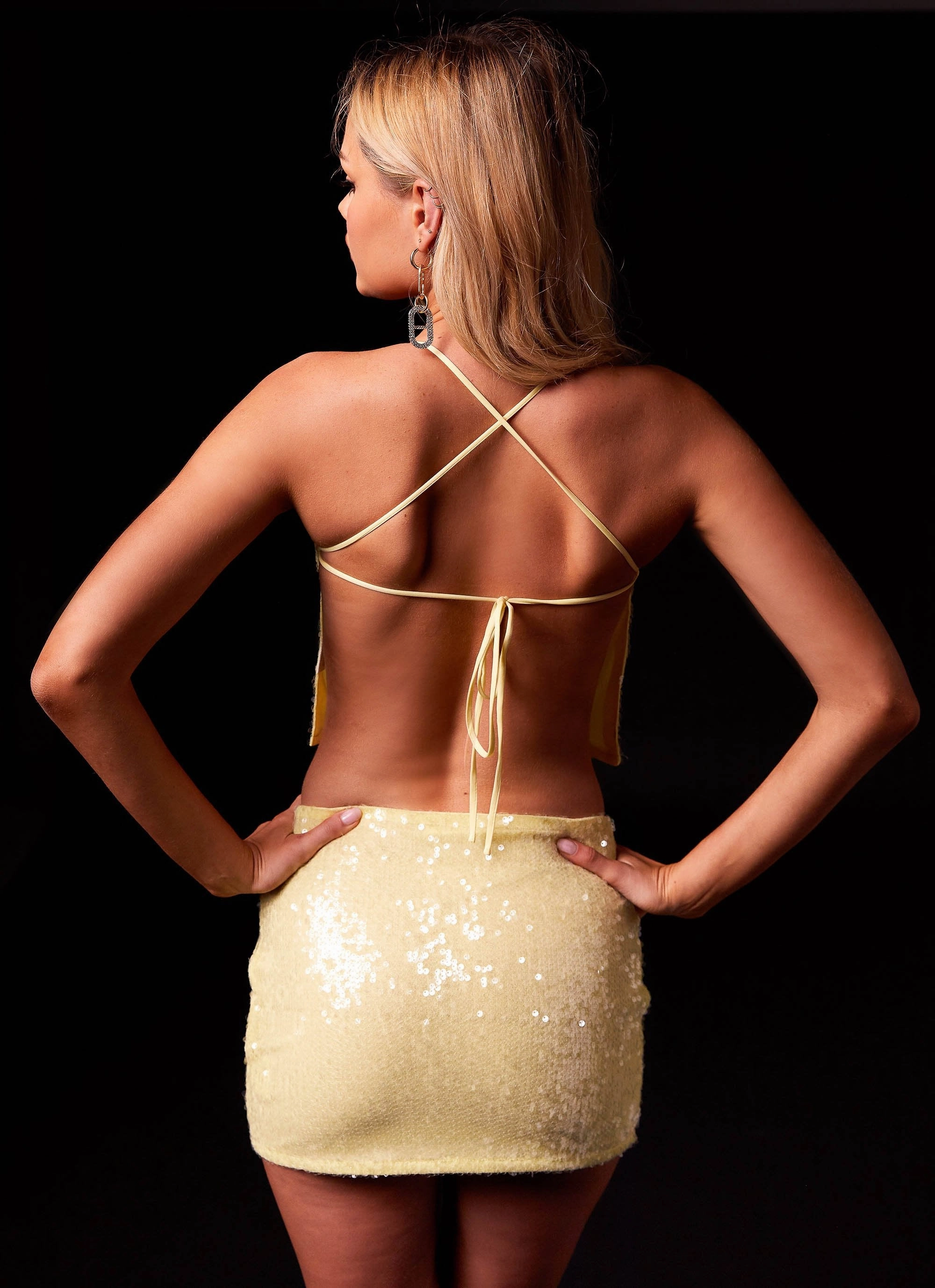 Fashionable Look Nostalgic Nights Sequin Top - Lemon Spritz