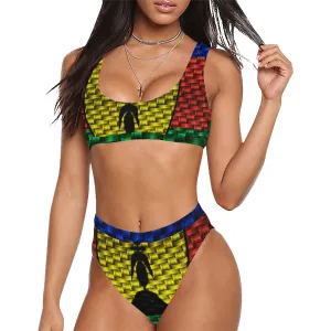 NOUVELLE CALEDONIE FLAG Sport Top & High-Waisted Bikini Swimsuit