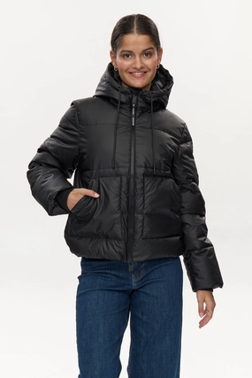 NUBIRRA SHORT JACKET - Caviar Bold Look NUBIRRA SHORT JACKET - Caviar Mid Length Design