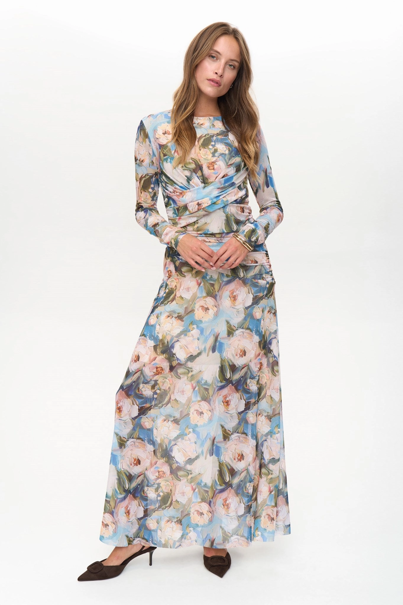 NUCIRRI MESH DRESS - Chateau Gray Silky Touch Bloom Zone