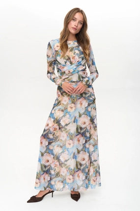 NUCIRRI MESH DRESS - Chateau Gray Open Back Outdoor Scene Crisp Finish NUCIRRI MESH DRESS - Chateau Gray