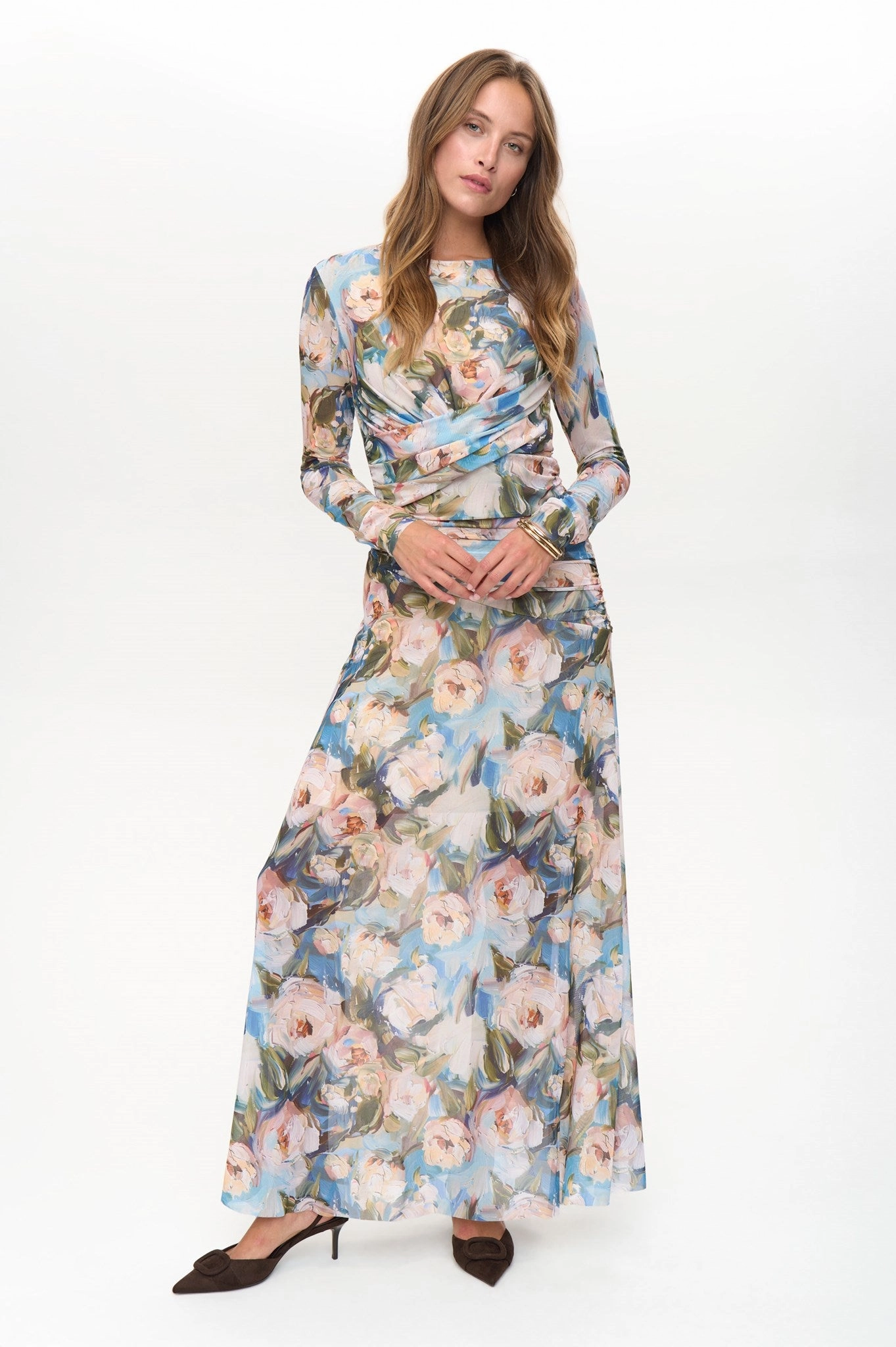 NUCIRRI MESH DRESS - Chateau Gray Sophisticated Waist Fit Gentle Motion