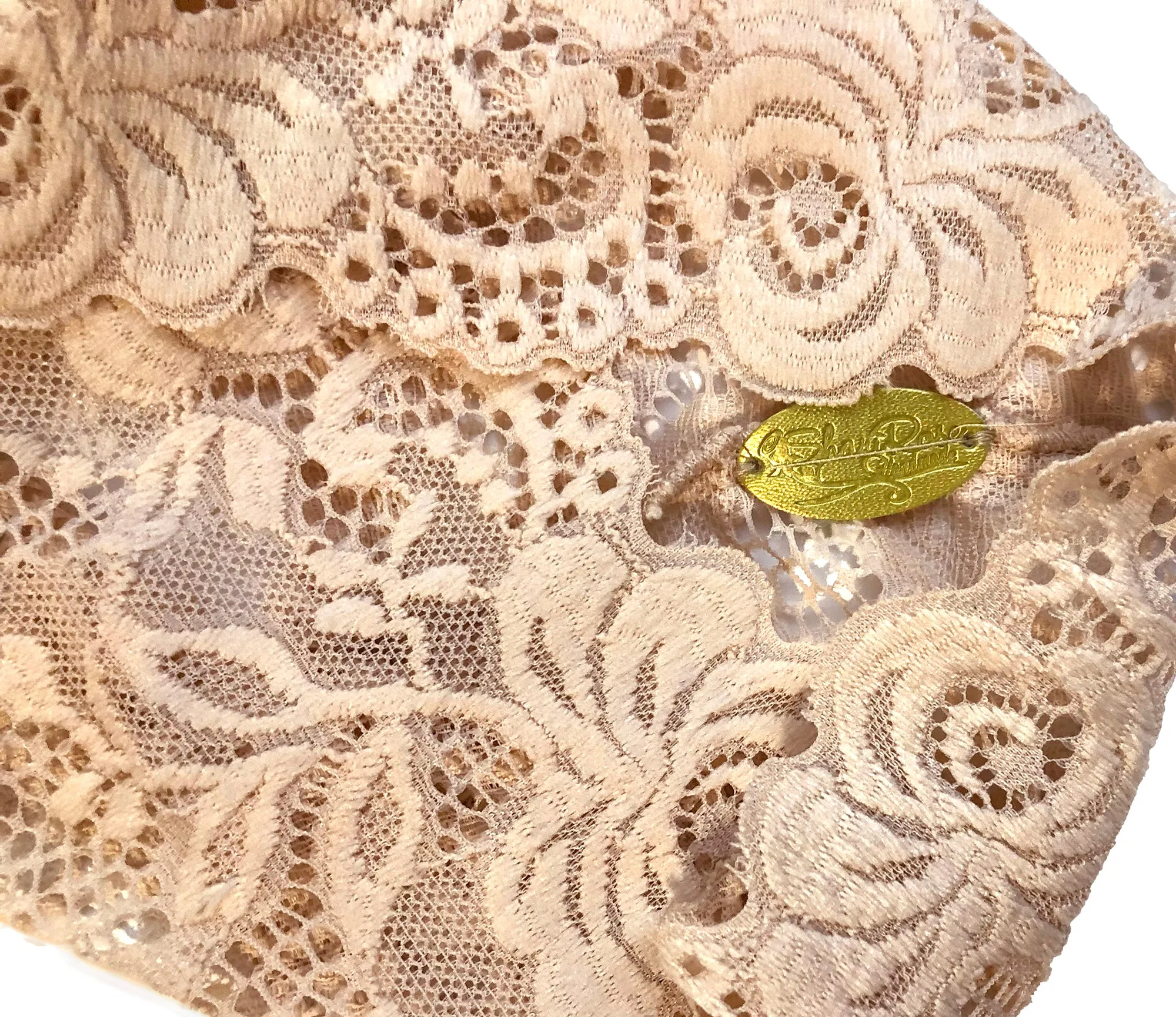 Nude beige floral lace headband