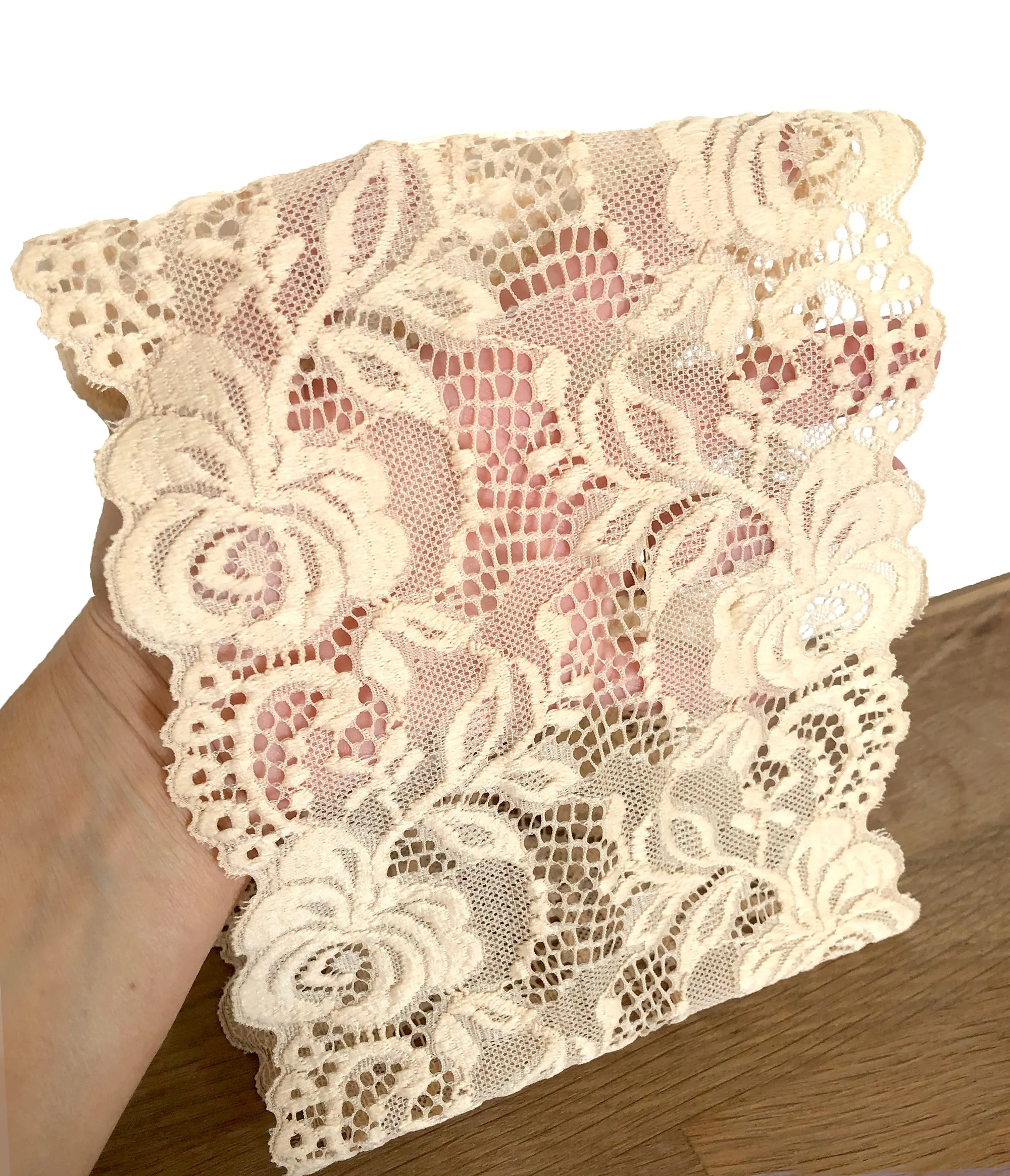 Nude beige floral lace headband