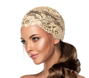 Nude beige floral lace headband