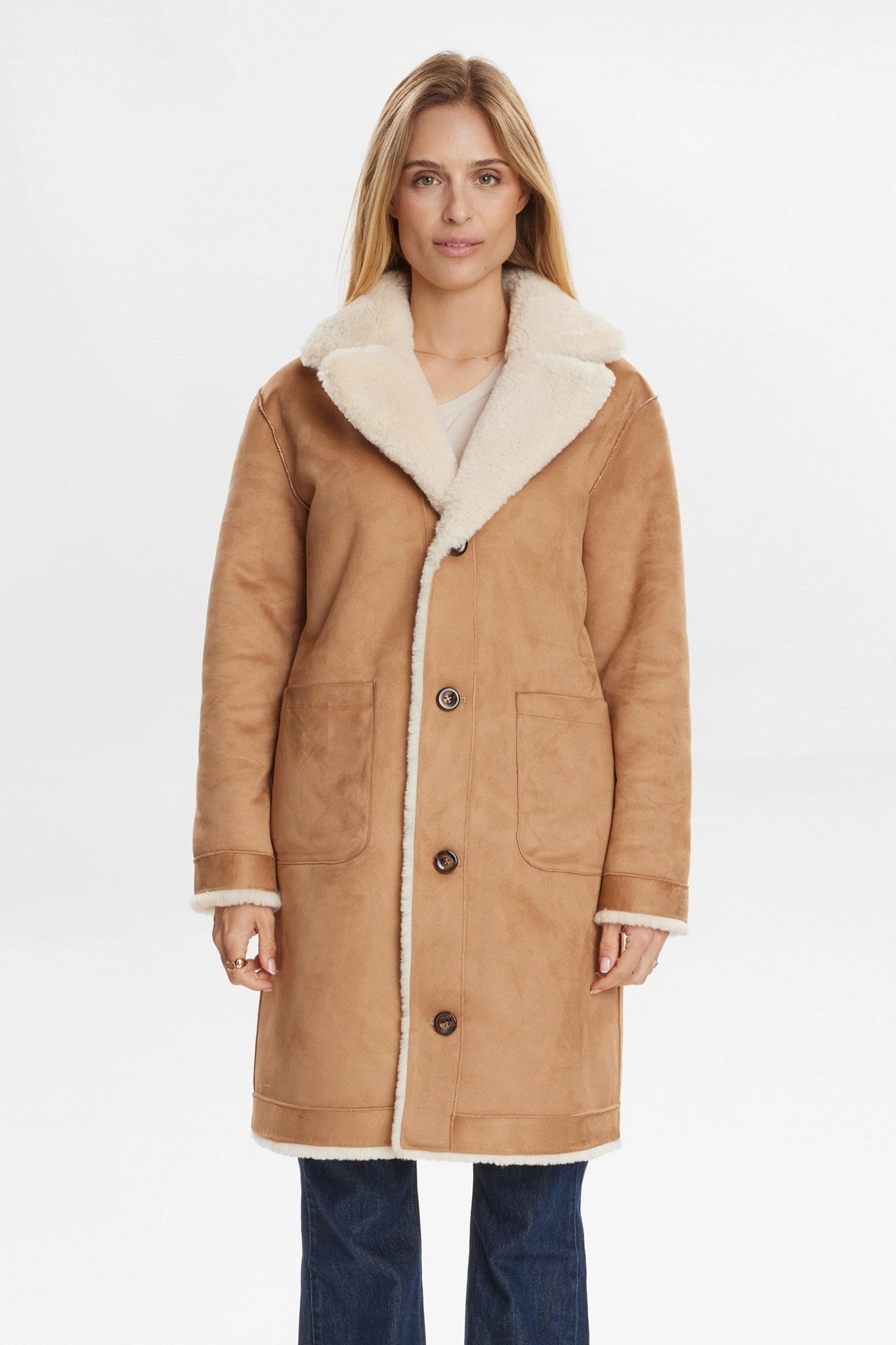 Easy Care Material NUELLIOT REVERSIBLE COAT - Cognac