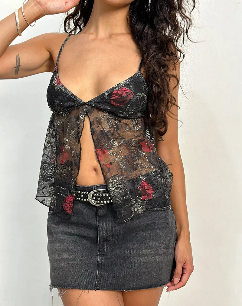 Nukara Butterfly Top in Lace Midnight Bloom